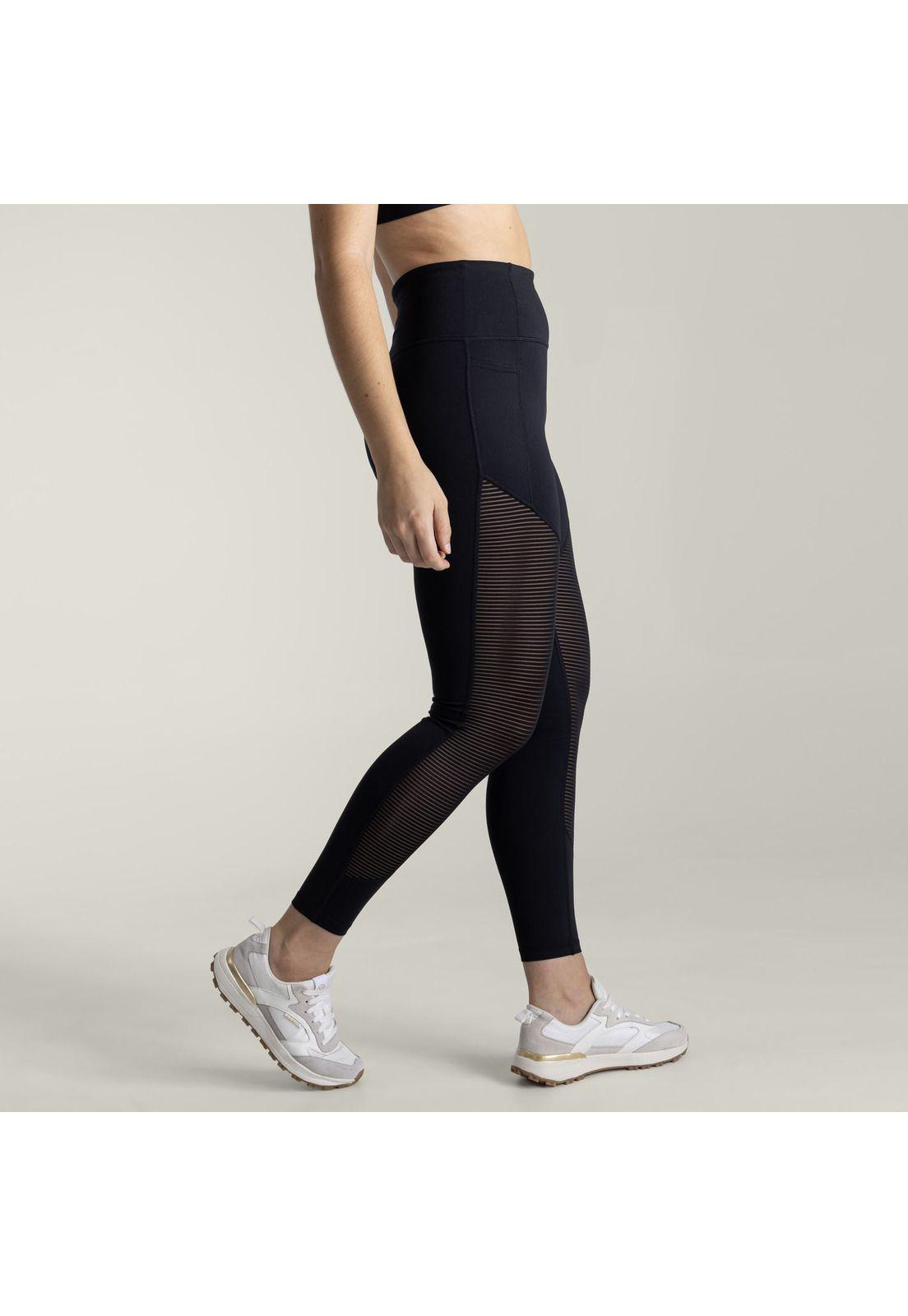 Calza Mujer HR Mesh Panel Long Negro-1