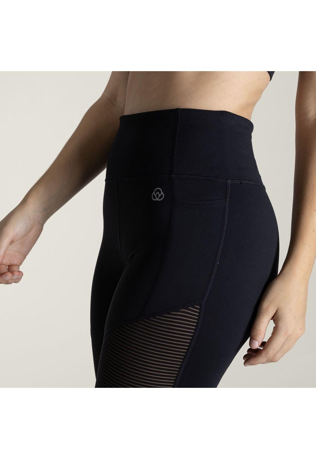 Calza Mujer HR Mesh Panel Long Negro-3