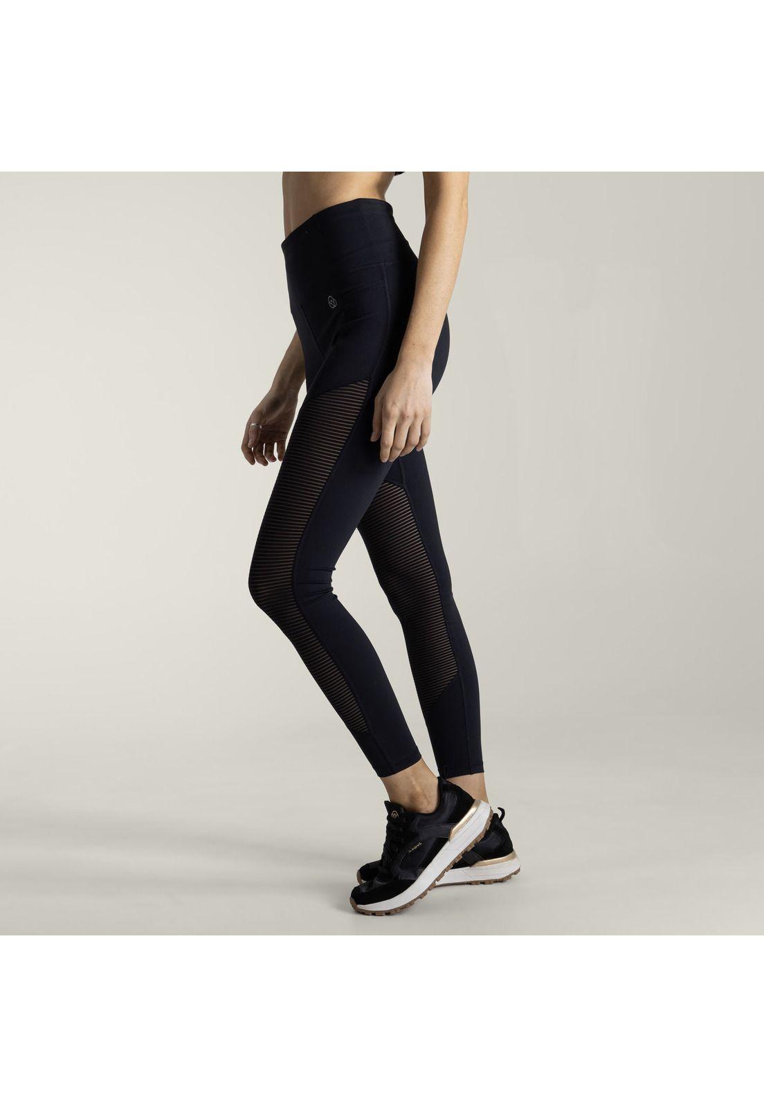 Calza Mujer HR Mesh Panel Long Negro-5