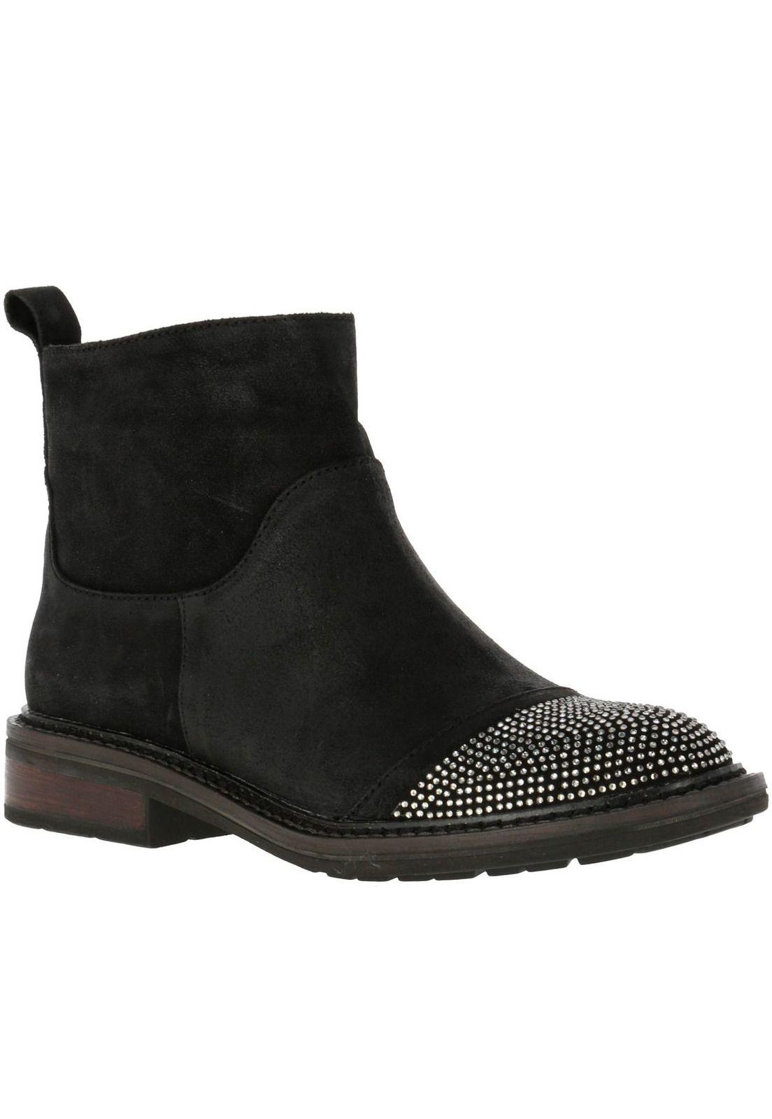Botin Cuero Mujer Ewell Negro-0