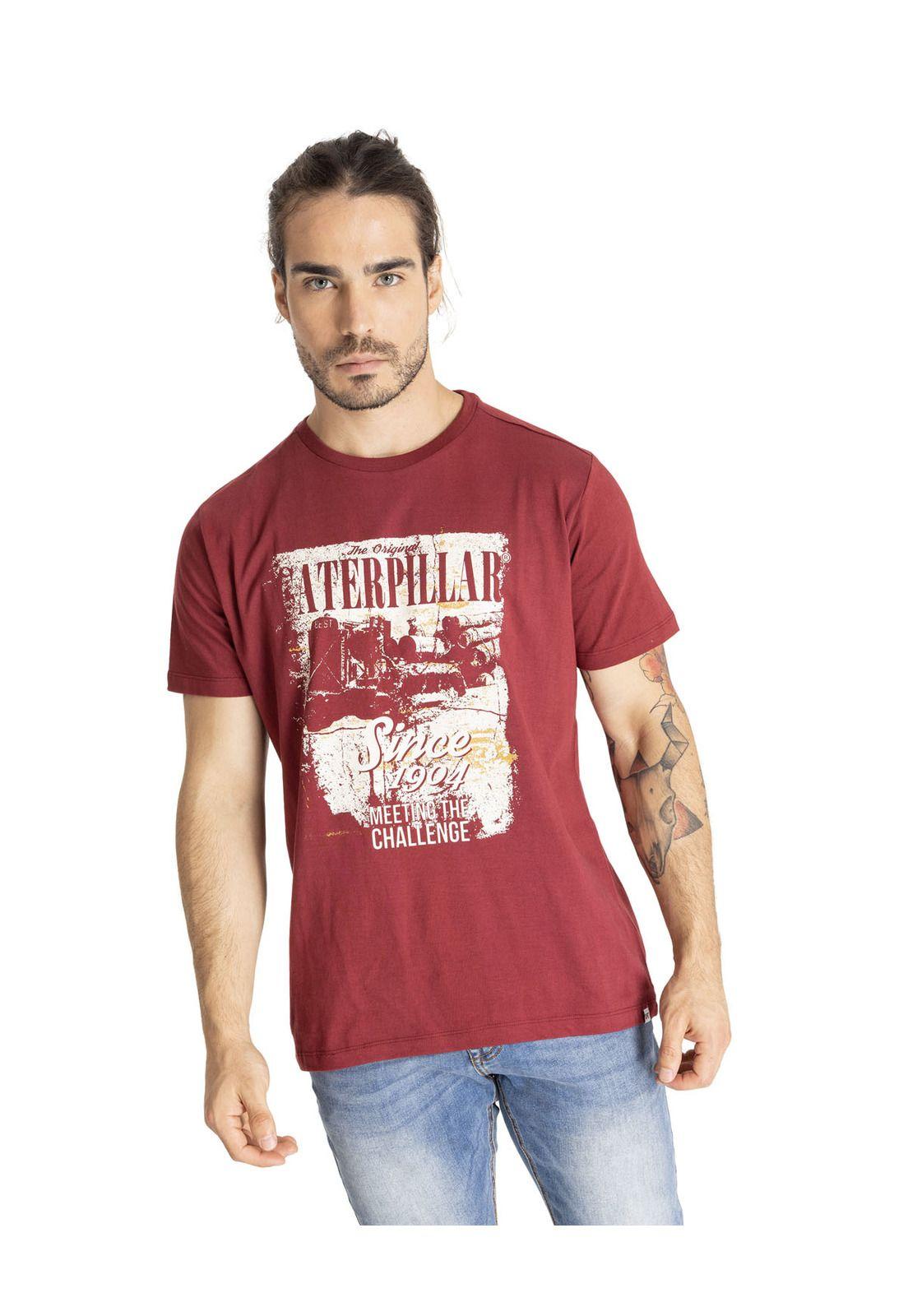 Polera Manga Corta Hombre Foundation Caterpill Rojo-0
