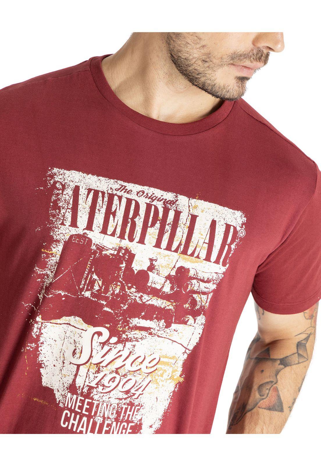 Polera Manga Corta Hombre Foundation Caterpill Rojo-4