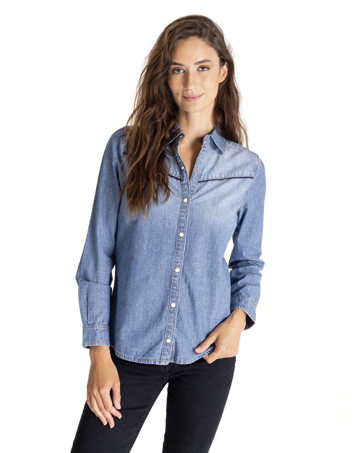 Blusa Mujer Harvest Moon Western Azul-0