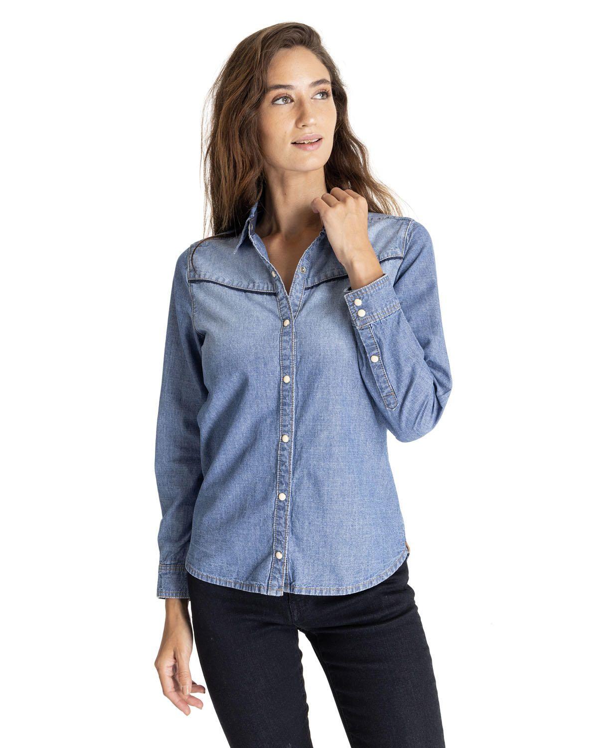 Blusa Mujer Harvest Moon Western Azul-1