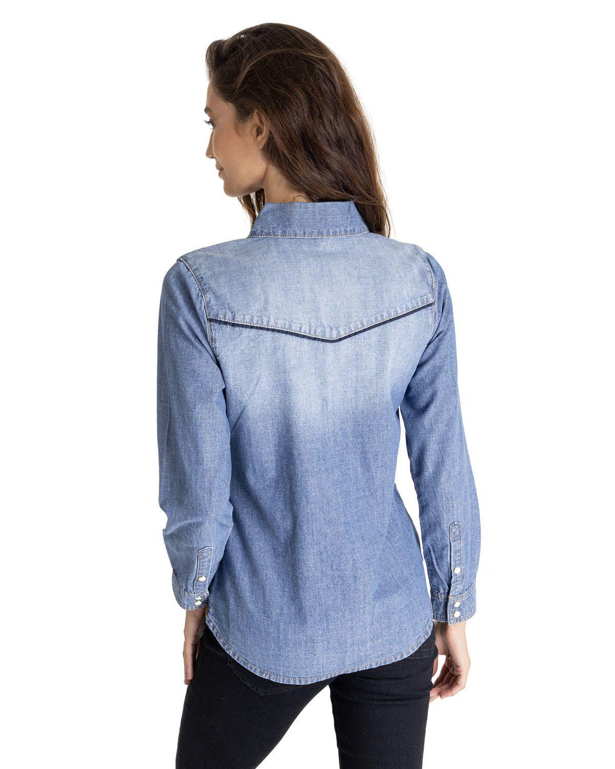 Blusa Mujer Harvest Moon Western Azul-3