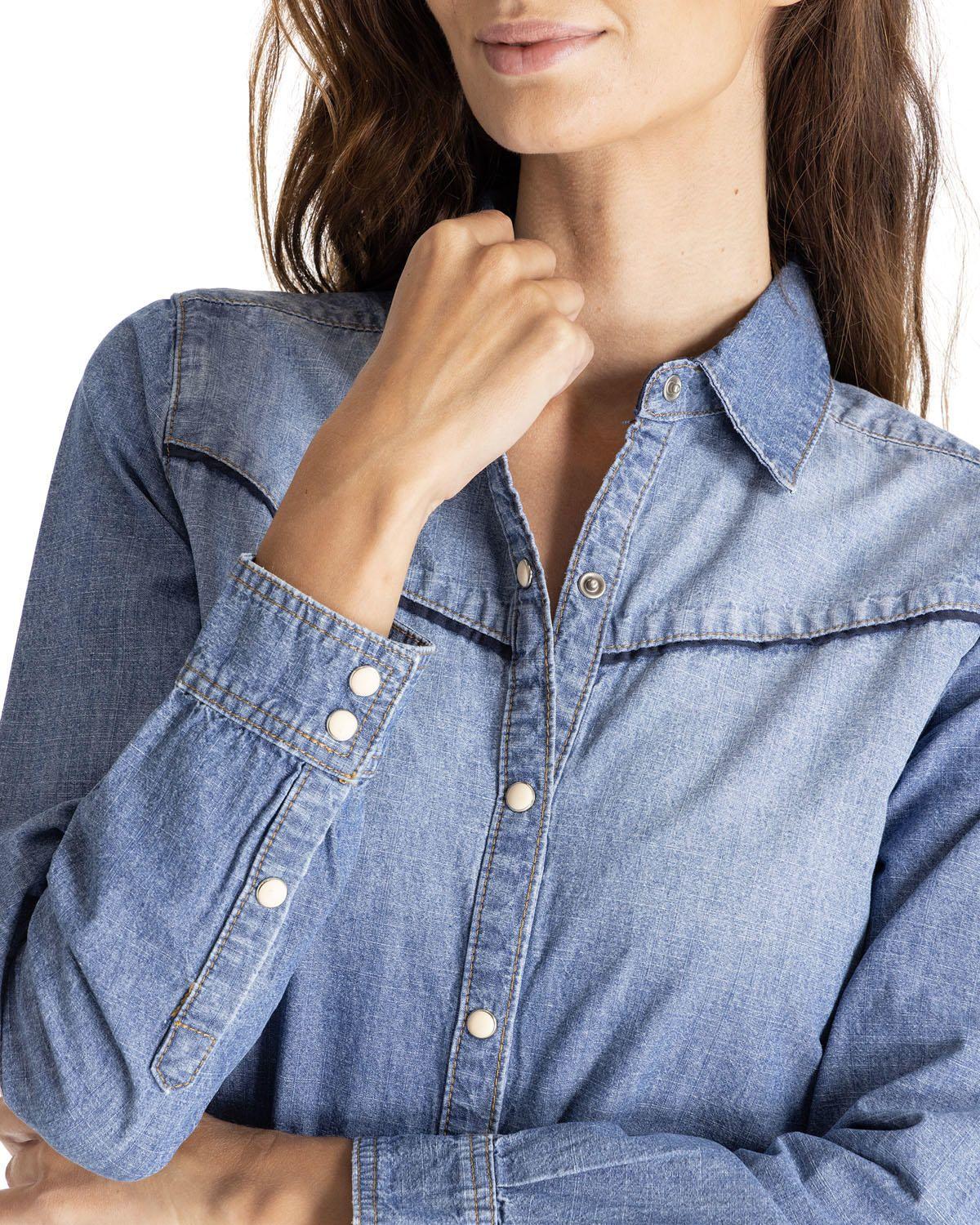 Blusa Mujer Harvest Moon Western Azul-4