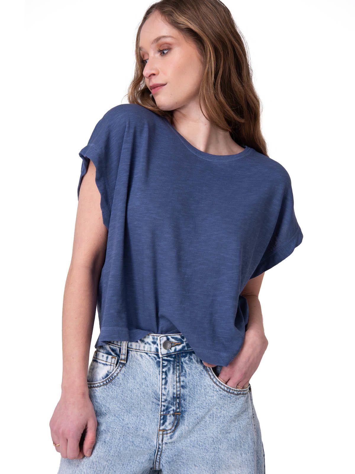 Polera Manga Corta Slub Knit Fashion To Hombre Azul-0