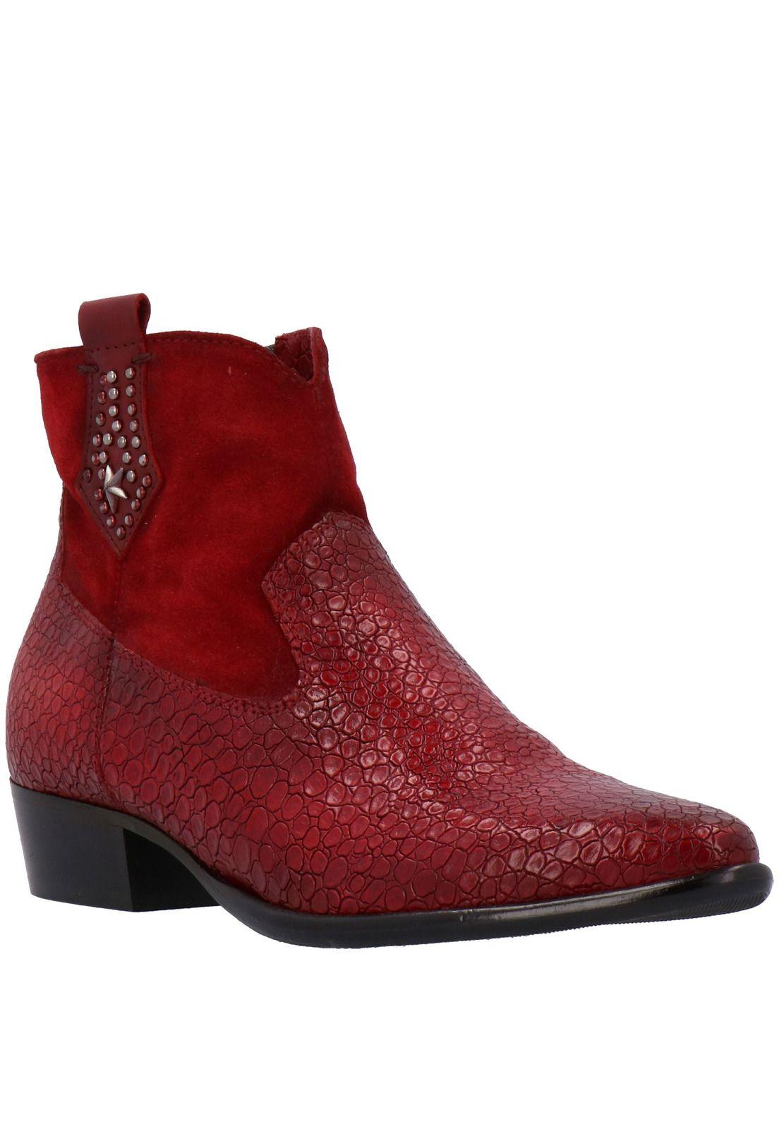 Botin Mujer Cuero Salo Rojo-0