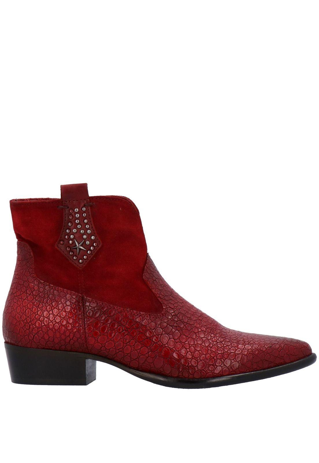 Botin Mujer Cuero Salo Rojo-1