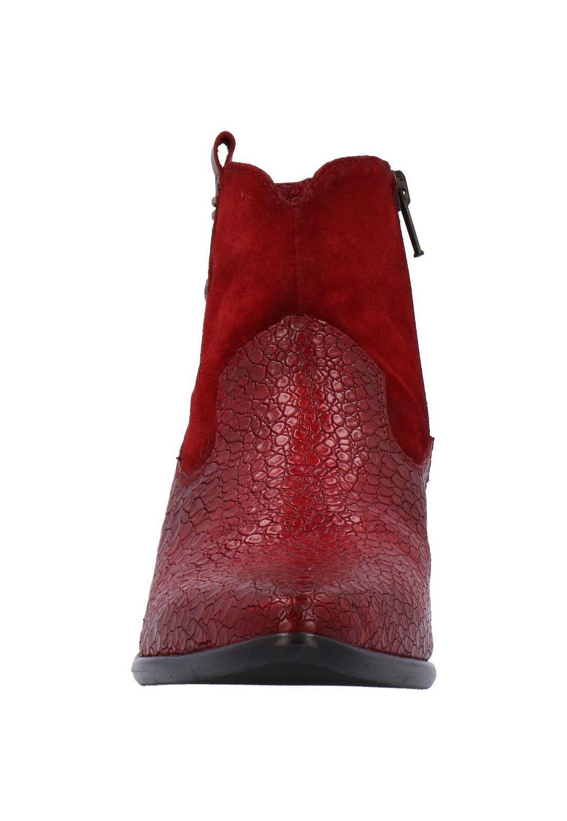 Botin Mujer Cuero Salo Rojo-2