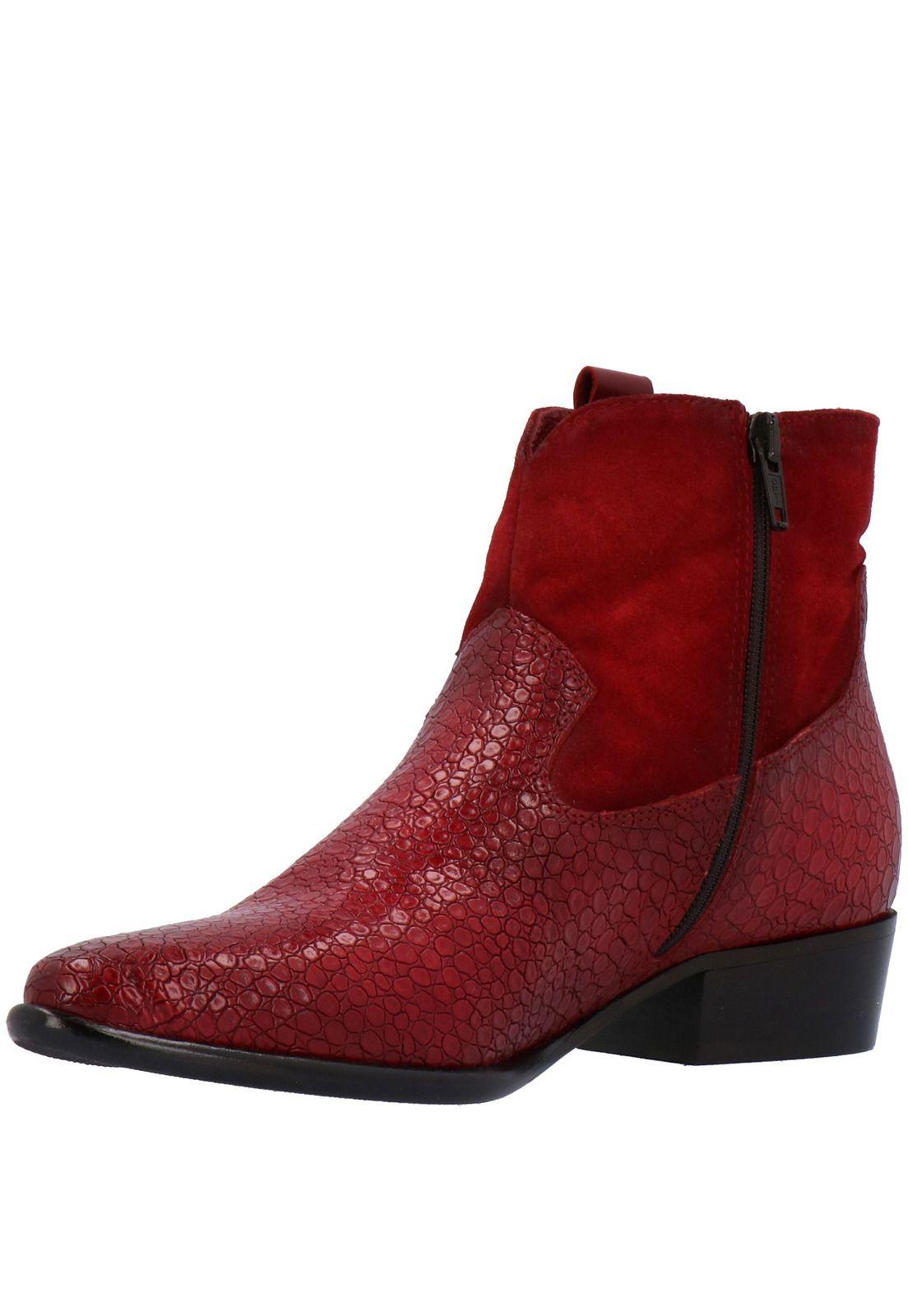 Botin Mujer Cuero Salo Rojo-3