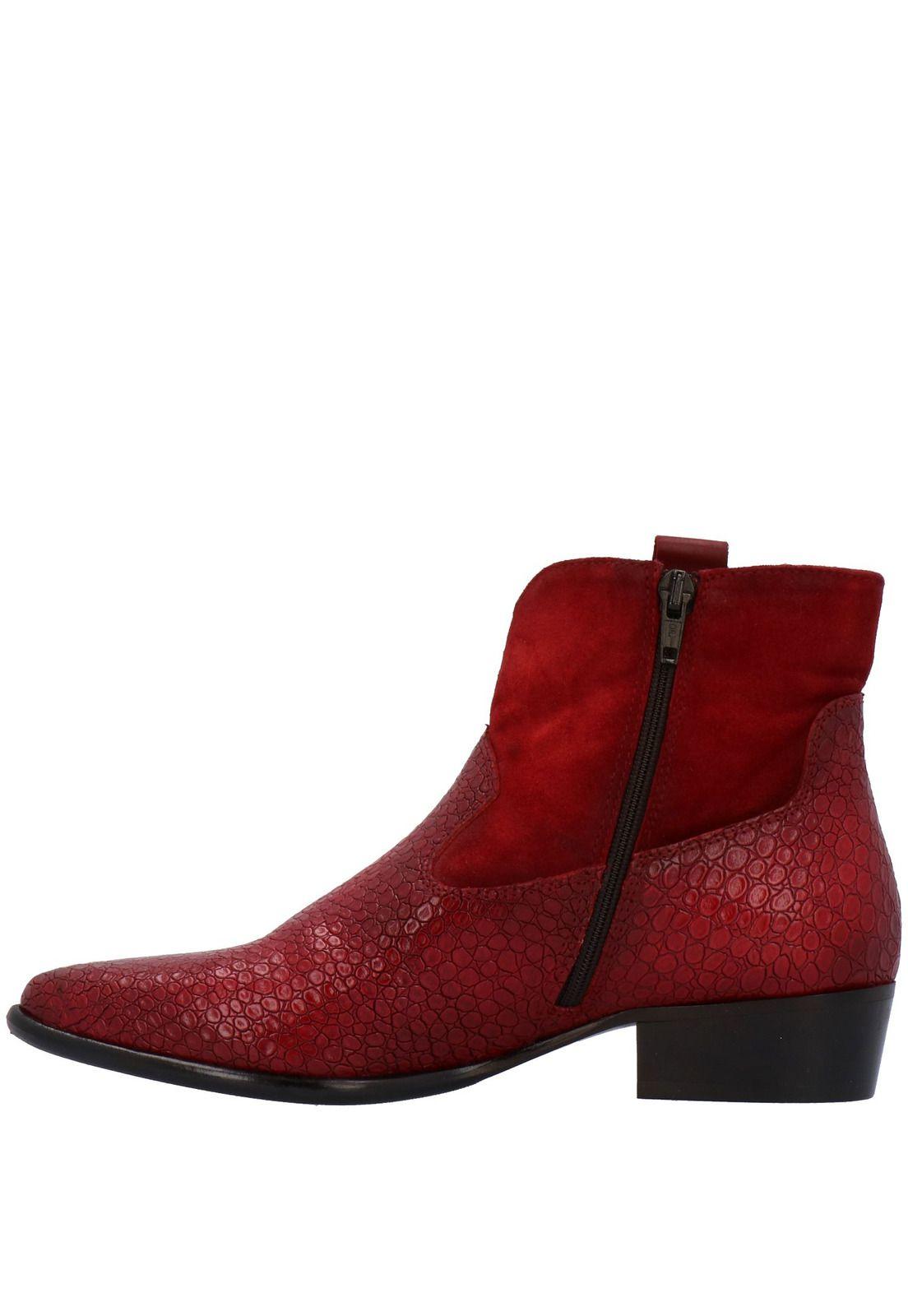 Botin Mujer Cuero Salo Rojo-4
