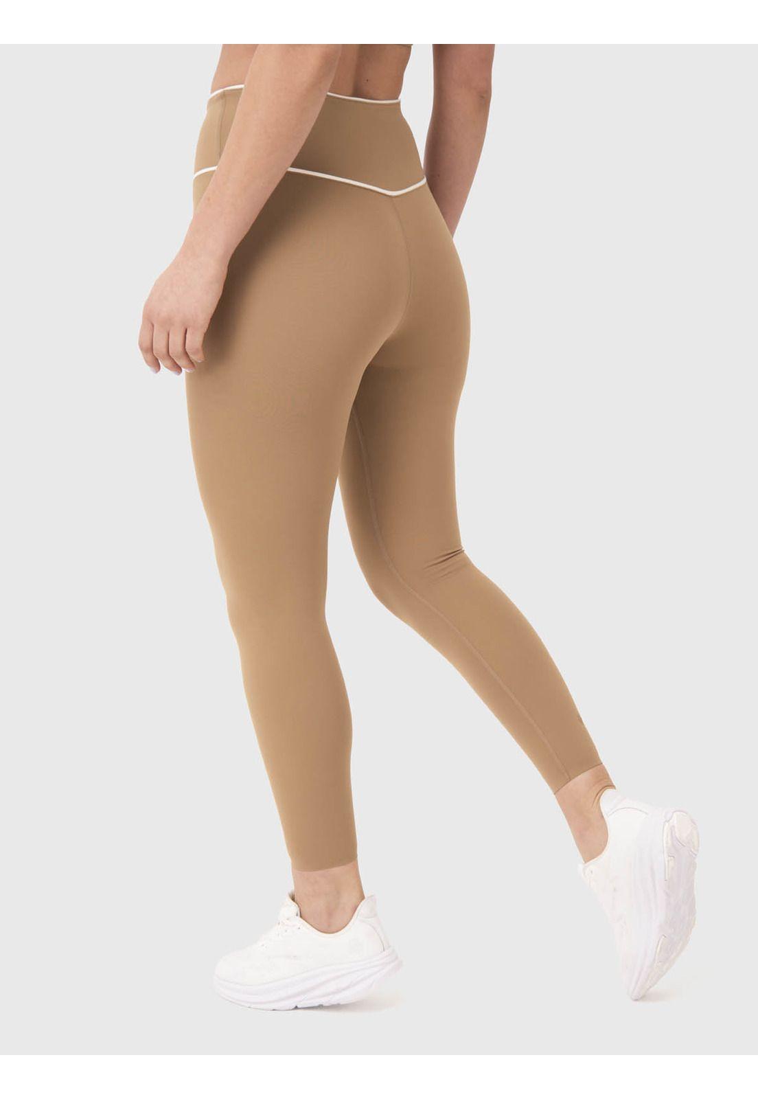 Calza Deportiva Mujer Piping Ankle Café Claro-3