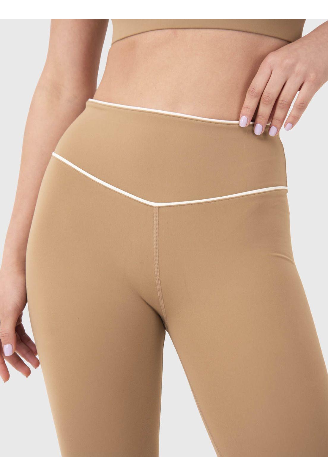 Calza Deportiva Mujer Piping Ankle Café Claro-4
