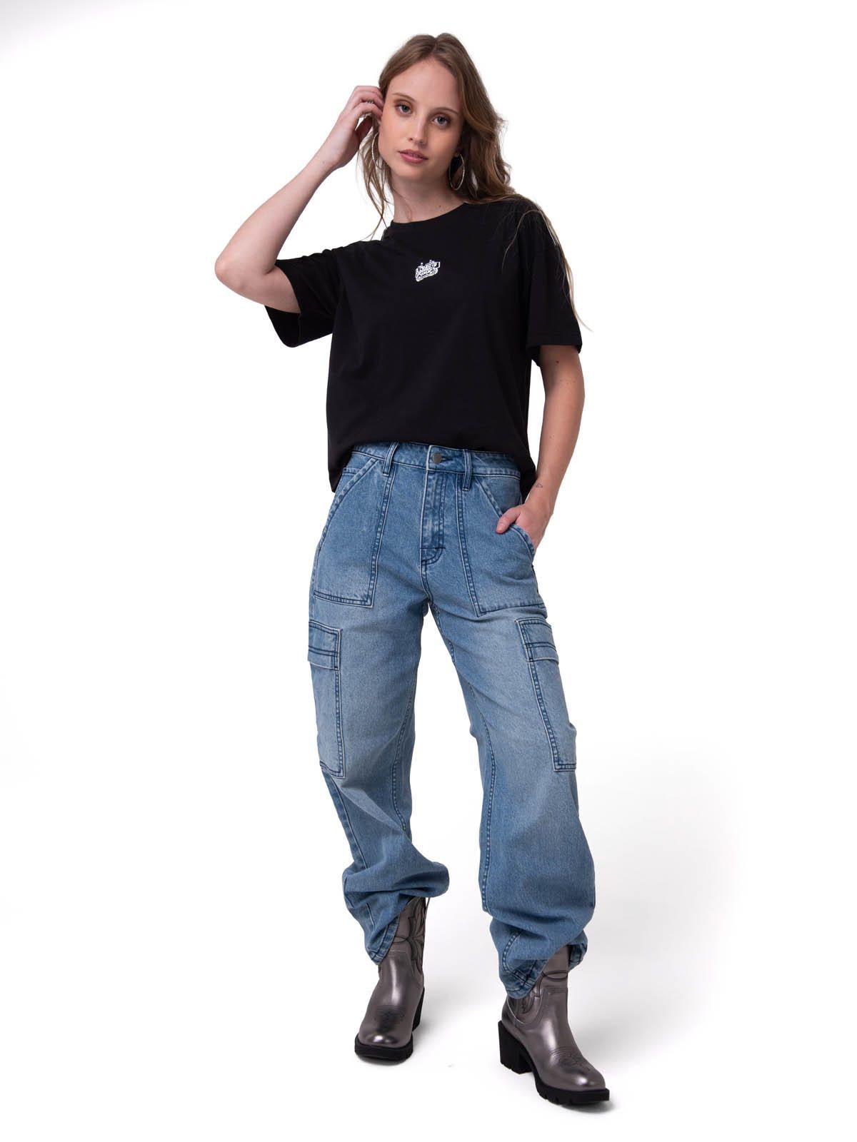 Jeans Cargo Relaxed Azul Mujer-6