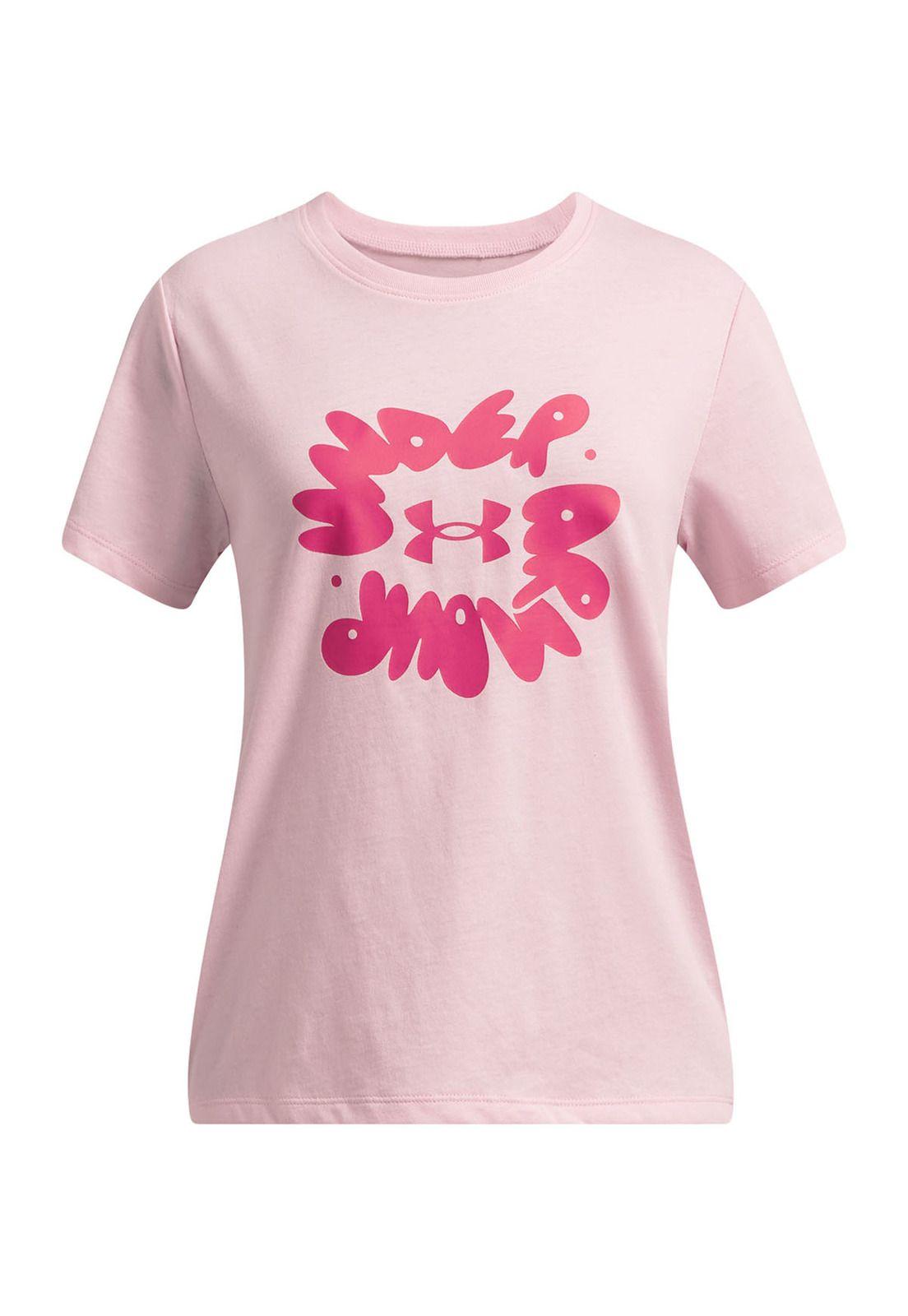 Polera Manga Corta UA Bubble Niña Rosa-0