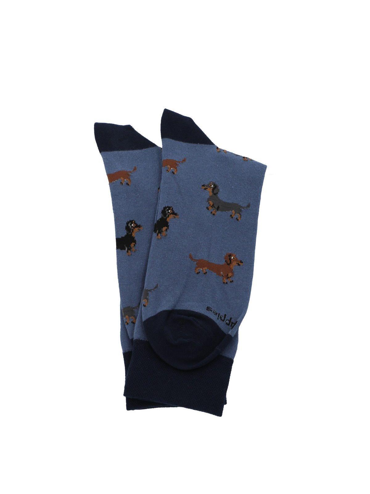 Calcetín Algodón Hombre C Cuff Dachshnd Azul-2