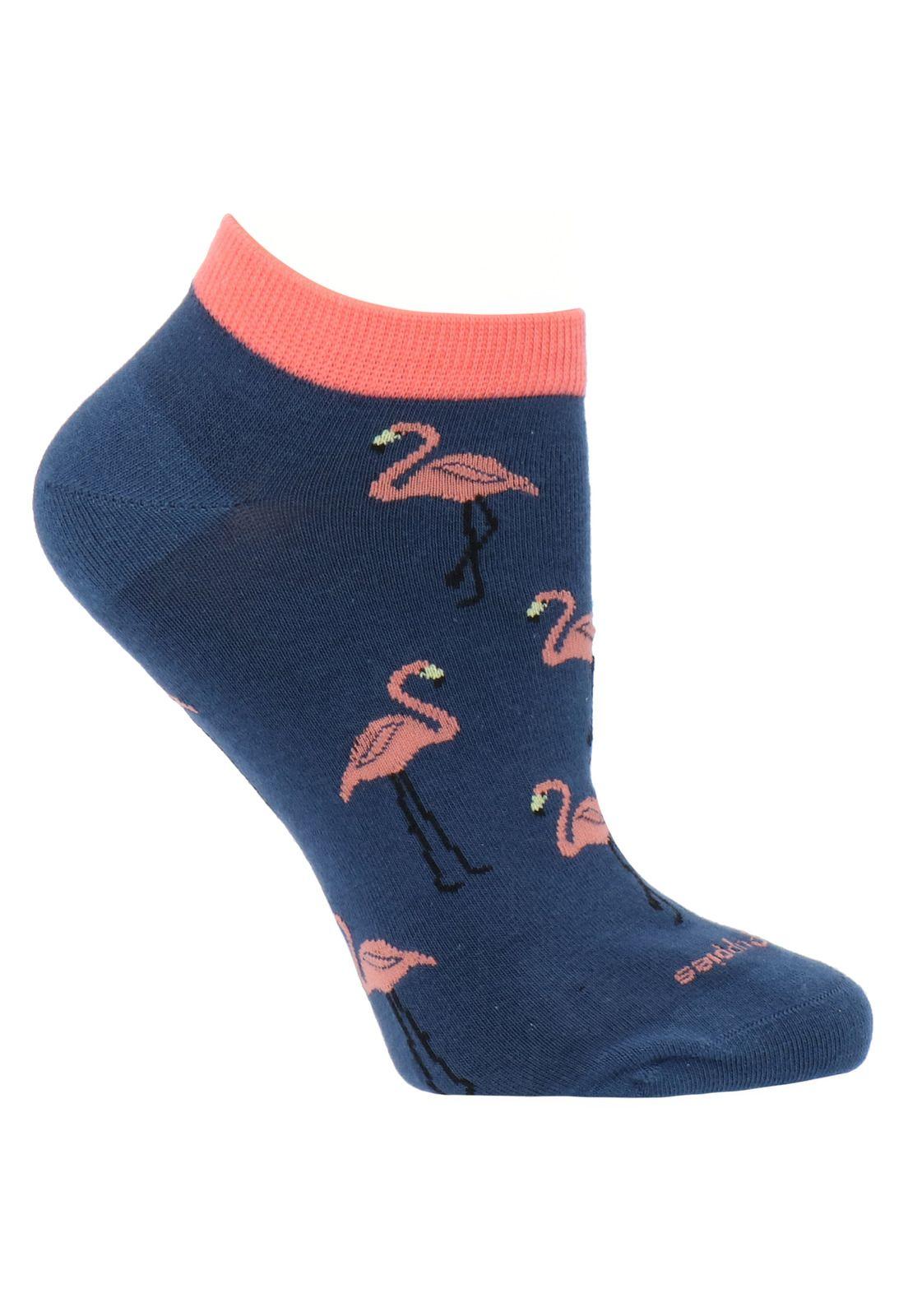 Calcetín Algodón Flamingo Azul Mujer-0