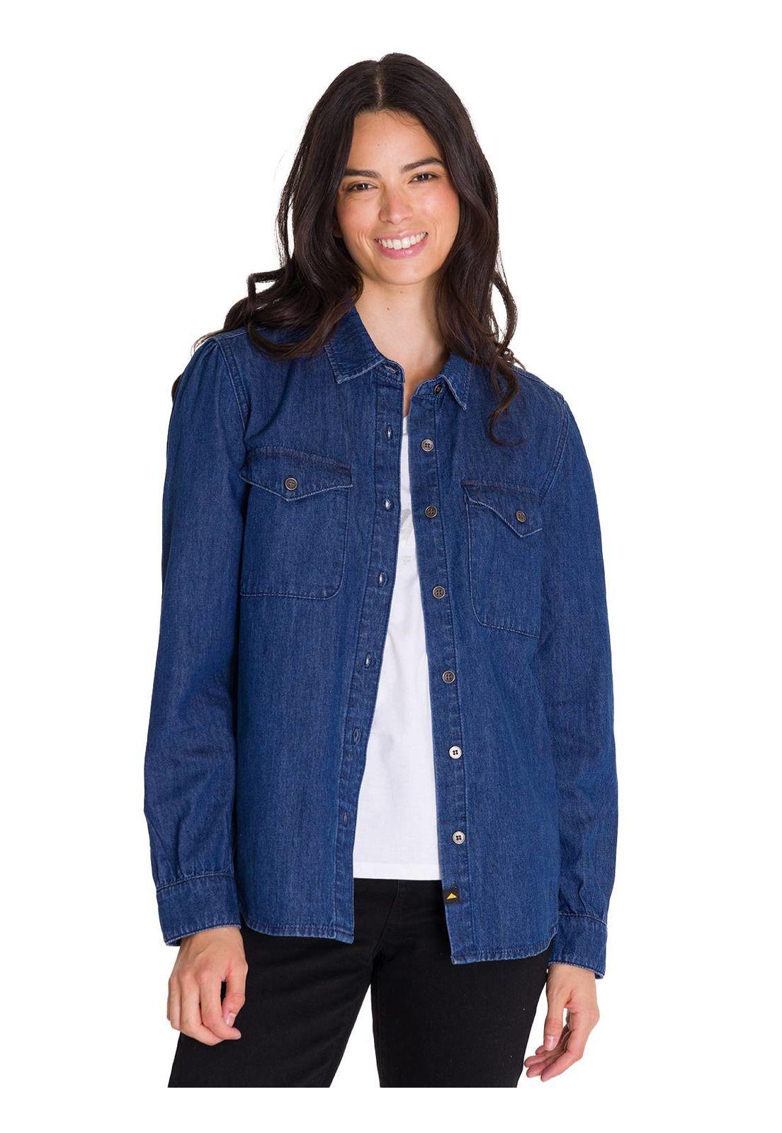 Camisa Casual Denim Relaxed Mujer Azul-1