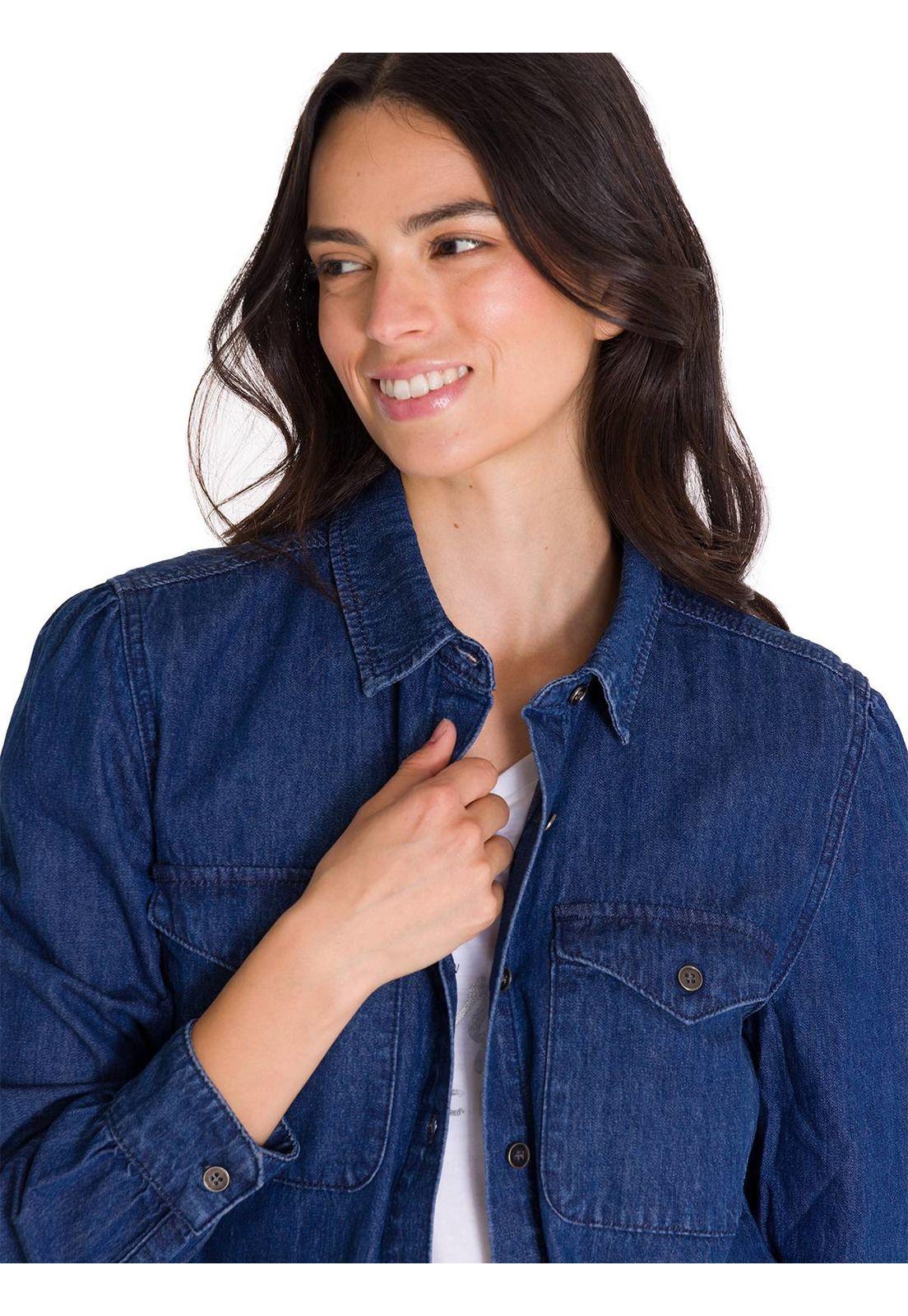 Camisa Casual Denim Relaxed Mujer Azul-4