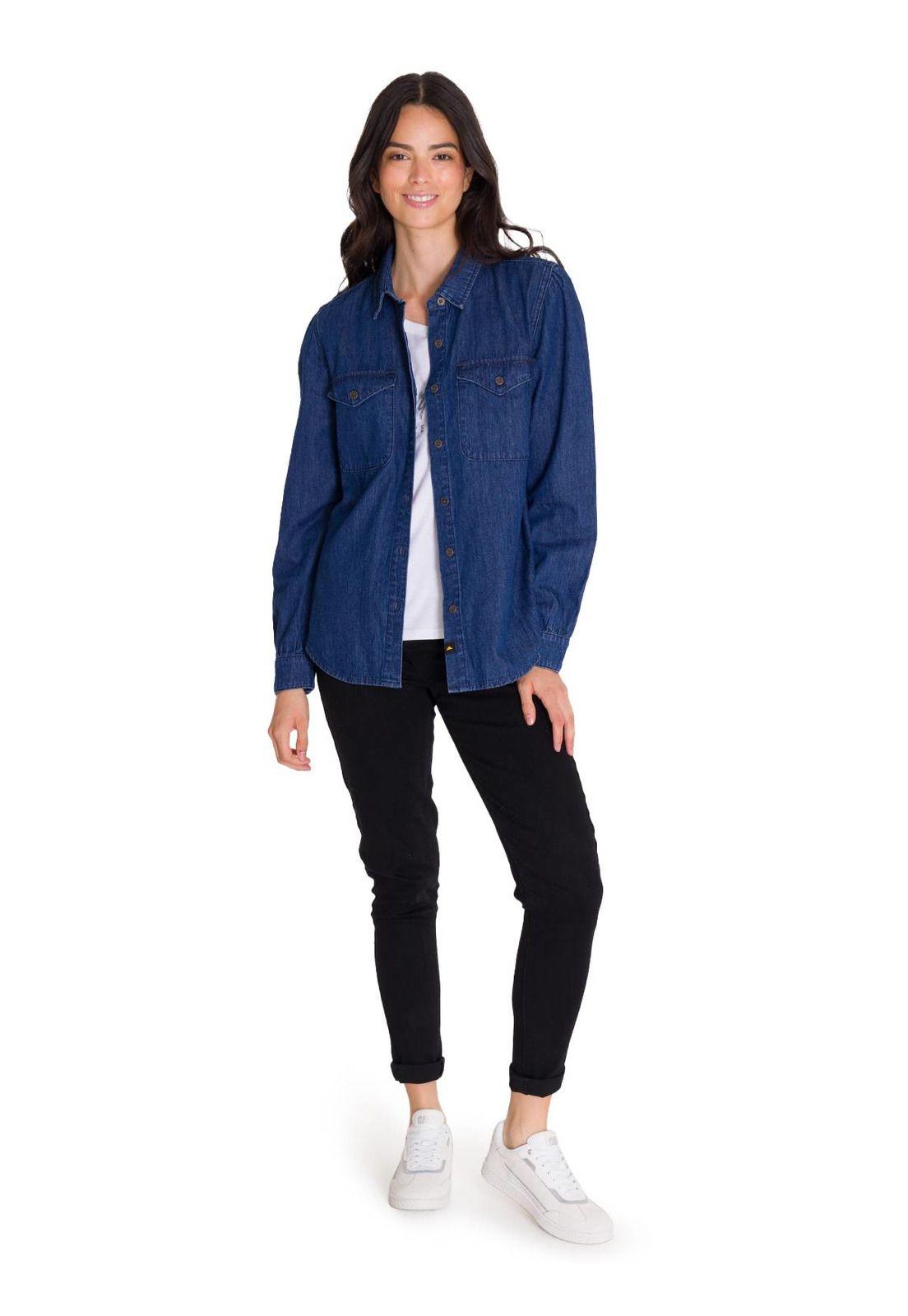 Camisa Casual Denim Relaxed Mujer Azul-6