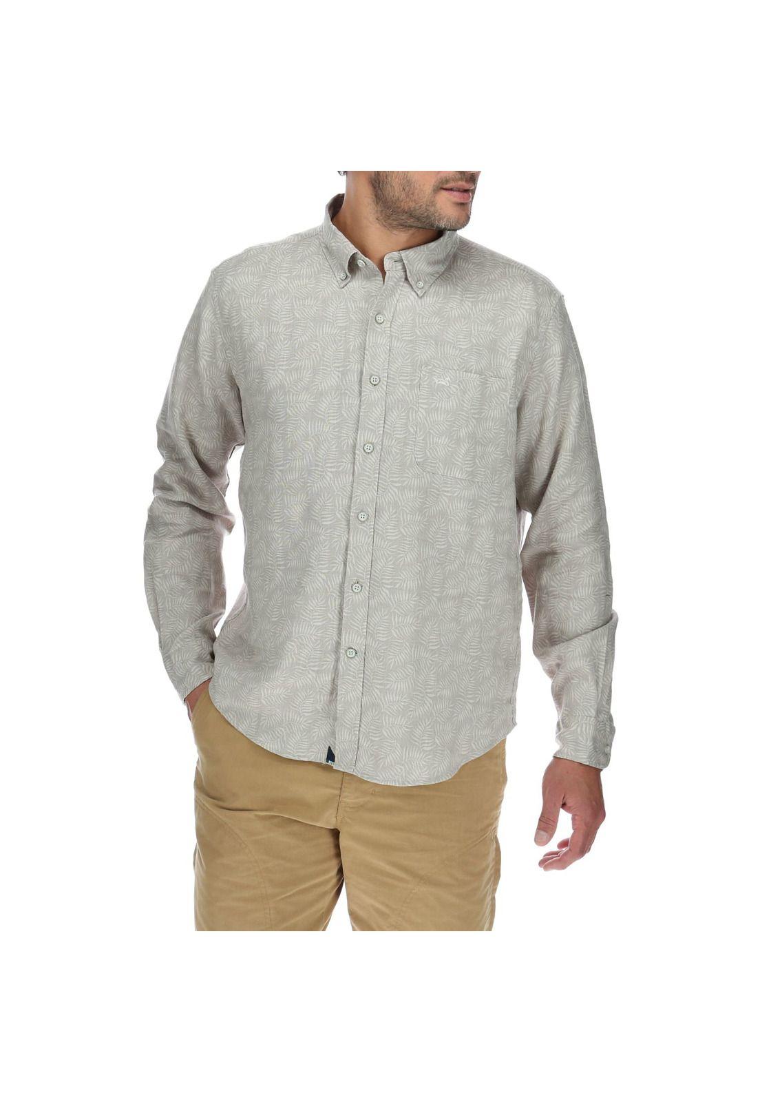 Camisa Lino Hombre Linenflowers Beige Rockford-0