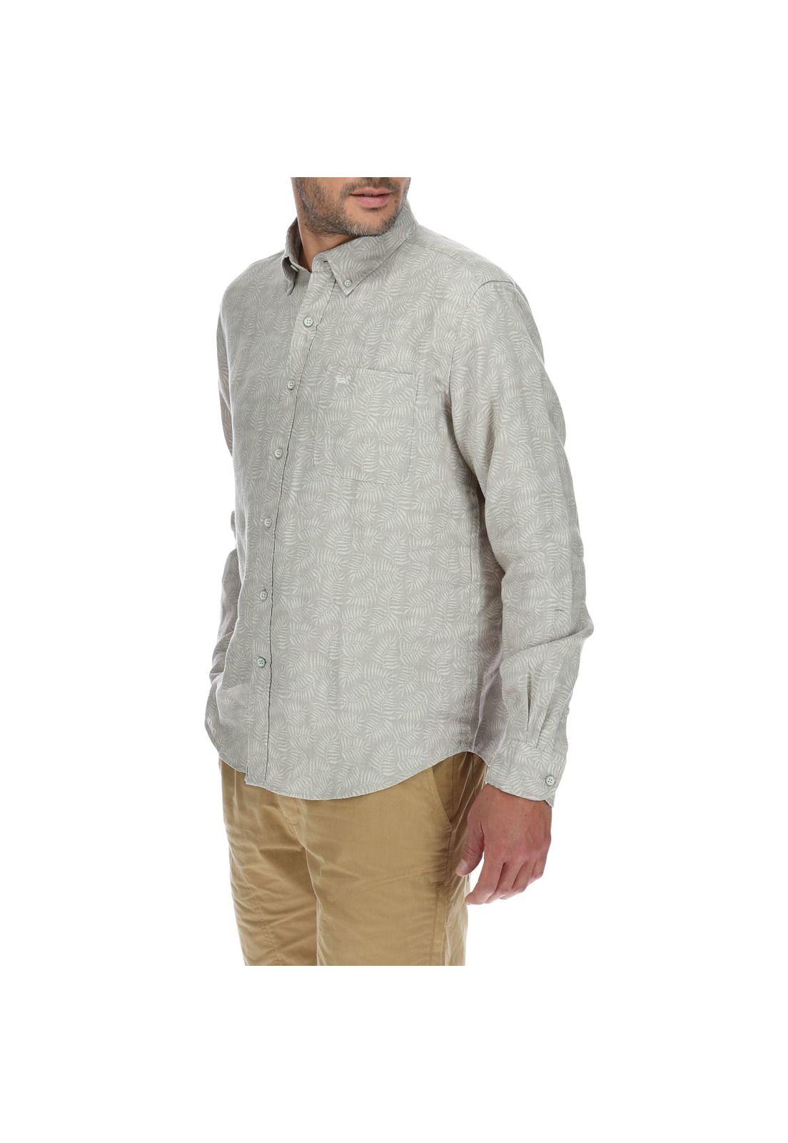 Camisa Lino Hombre Linenflowers Beige Rockford-1