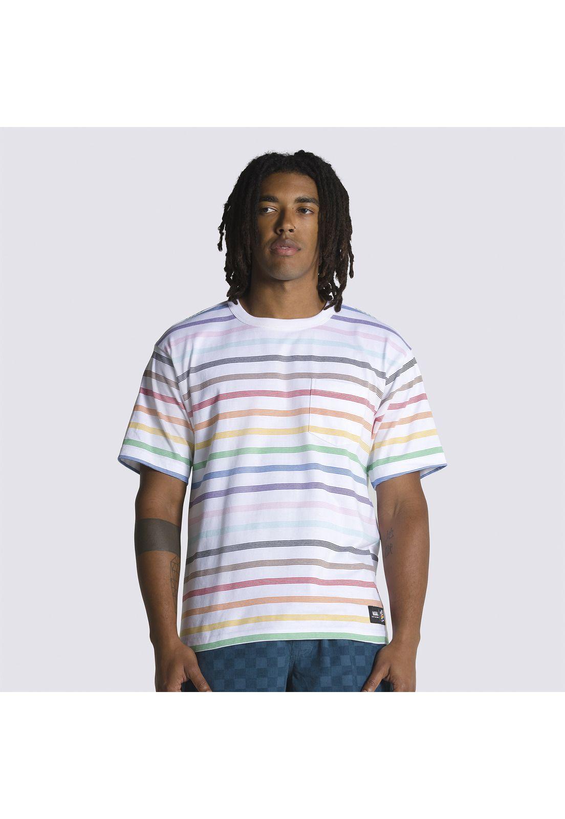 Polera Manga Corta 2023 Pride Stripe Blanco Hombre-0