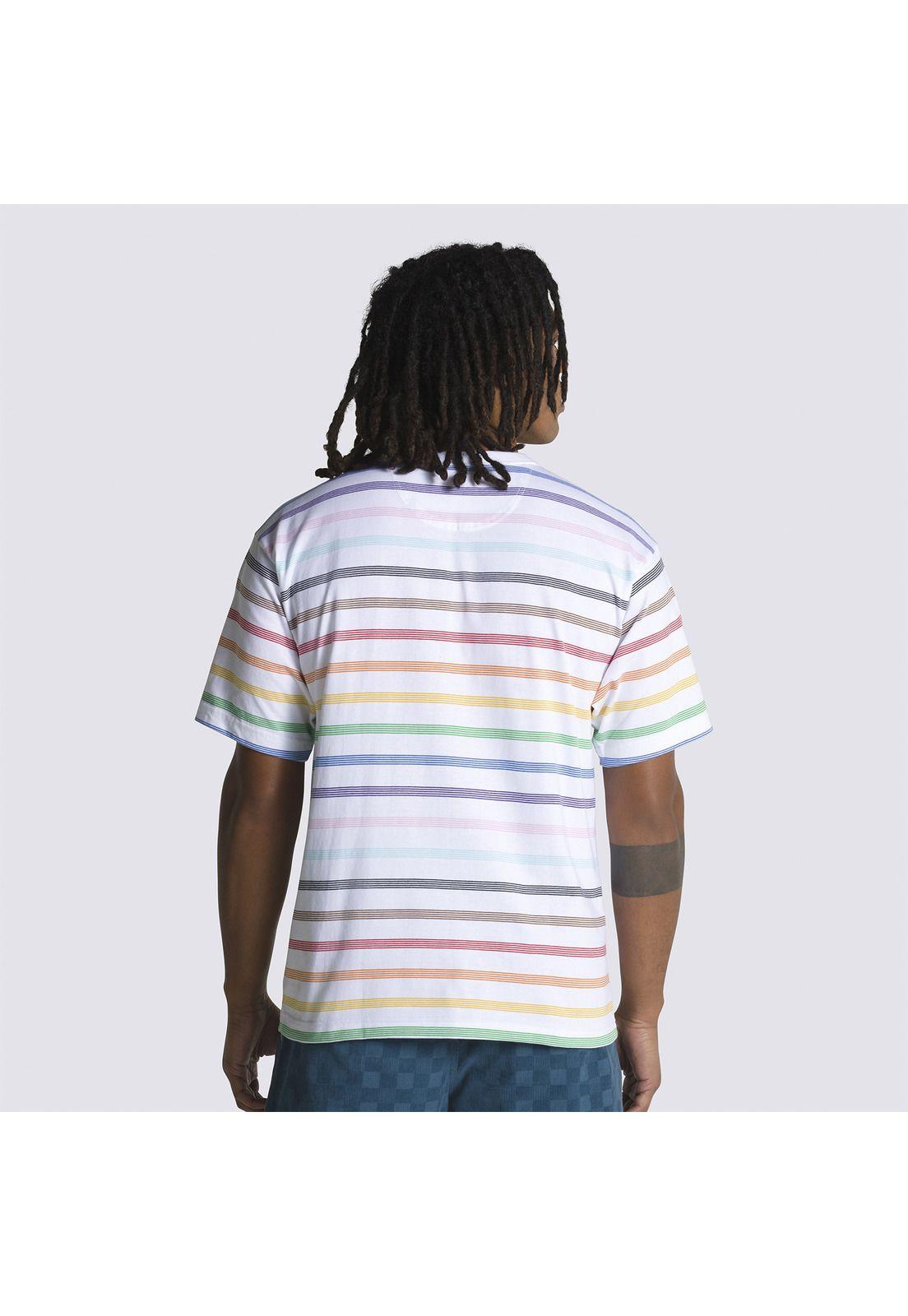 Polera Manga Corta 2023 Pride Stripe Blanco Hombre-3