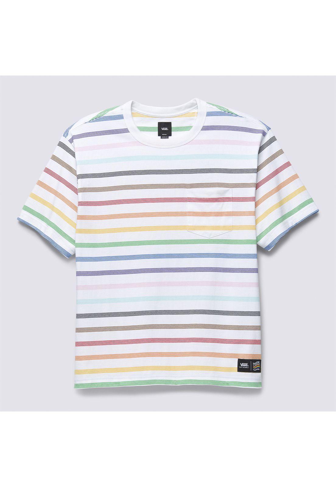 Polera Manga Corta 2023 Pride Stripe Blanco Hombre-5