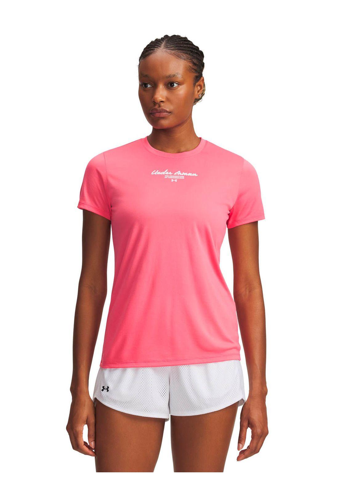 Polera Manga Corta Training  mujer Tech Graphic rosado -0