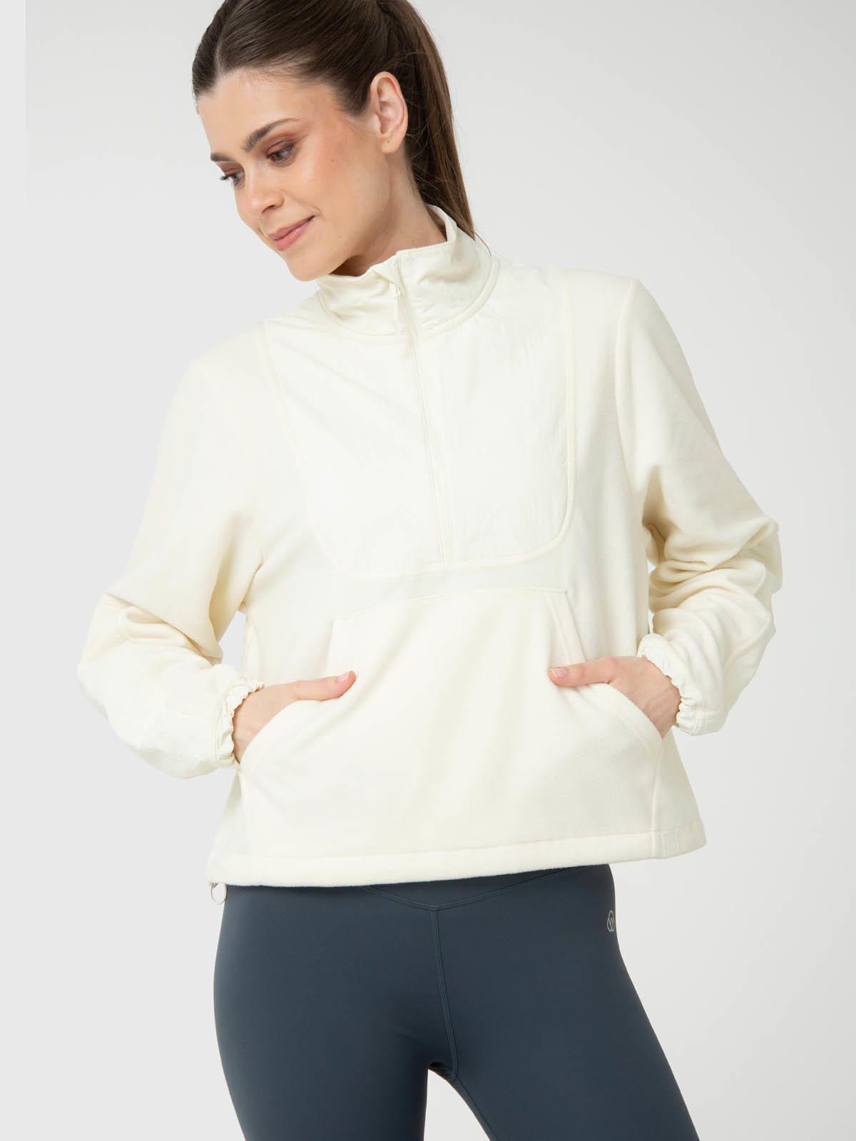 Polerón Mujer Mid Zip Crudo-3