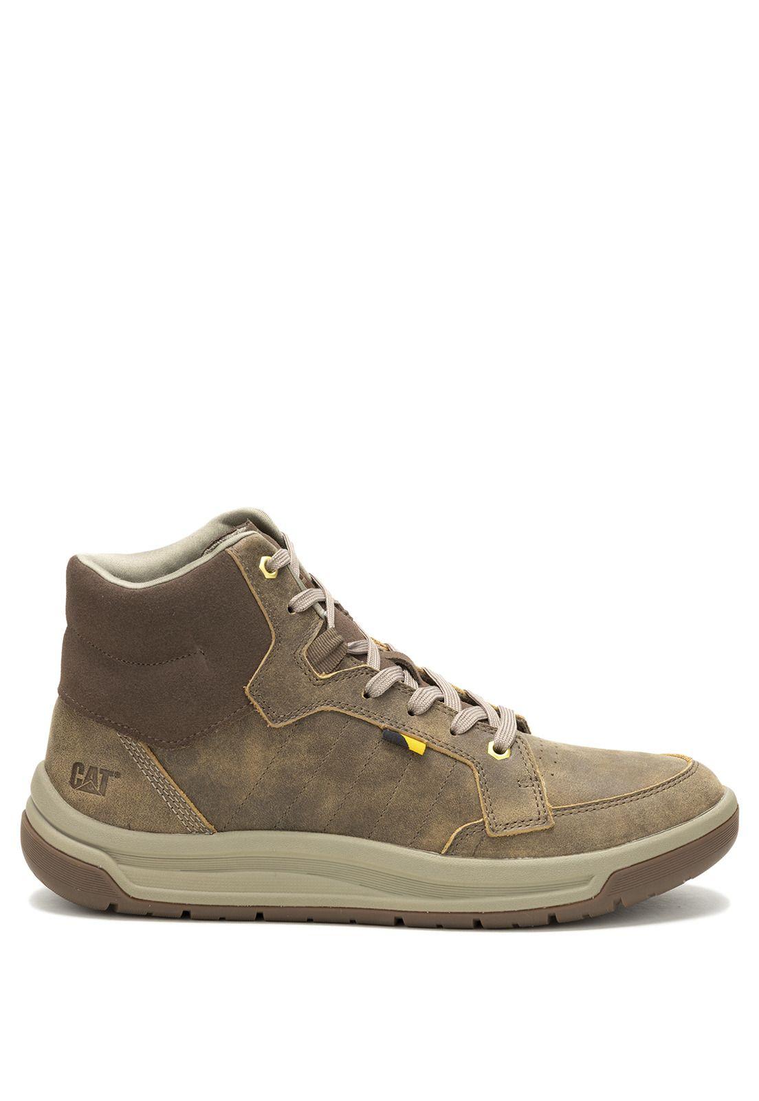 Zapatilla cuero con caña Apa Cush Mid Café Hombre-1