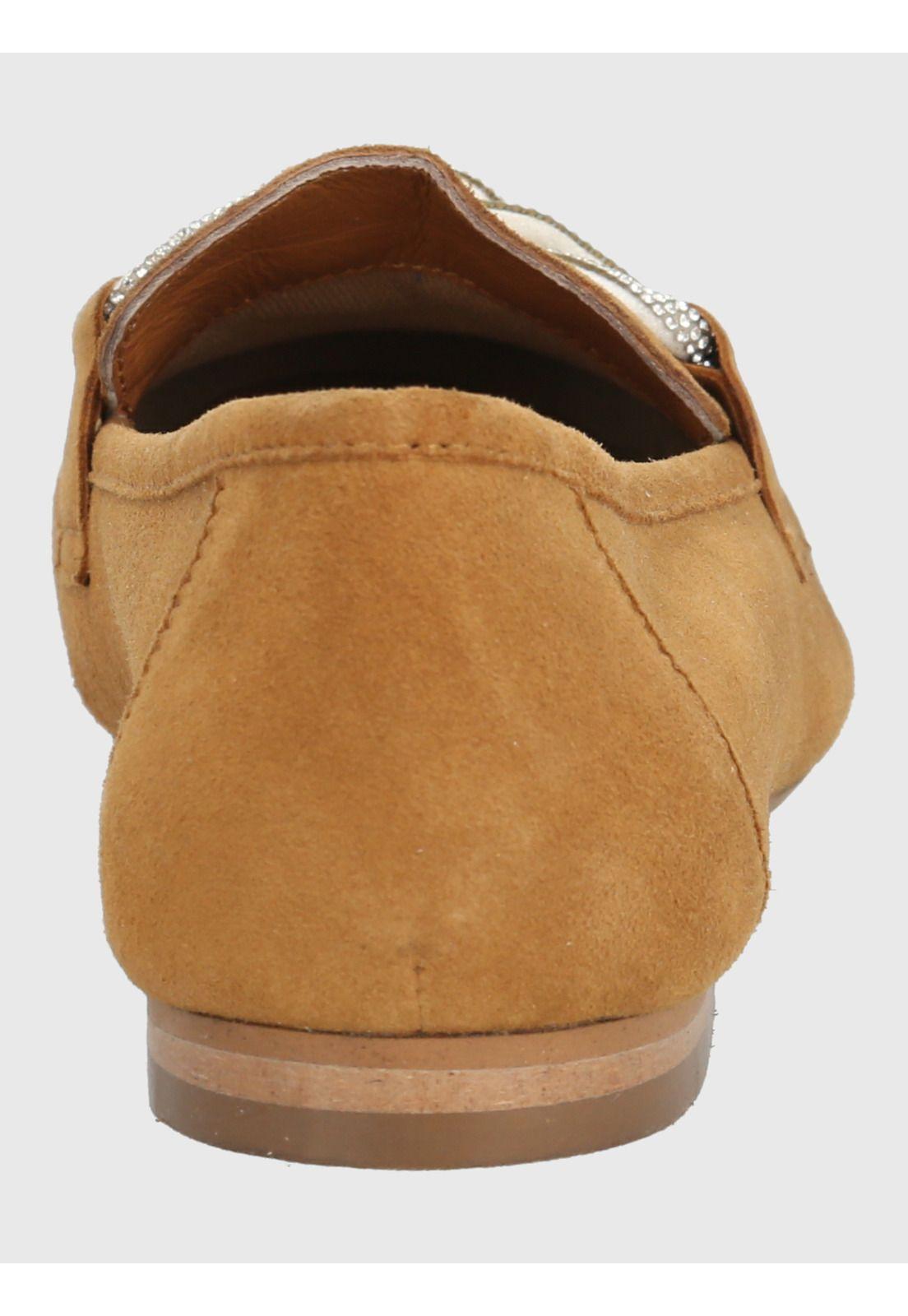 Mocasín Cuero Café Claro Mujer Dinnat -5