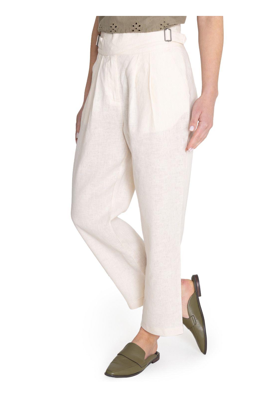 Pantalón Lino Orgánico Beige Ava Mujer -5