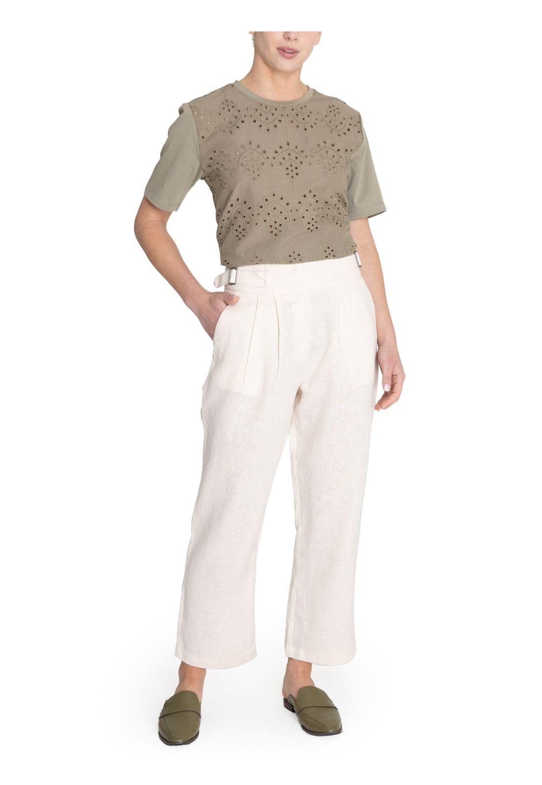 Pantalón Lino Orgánico Beige Ava Mujer -8