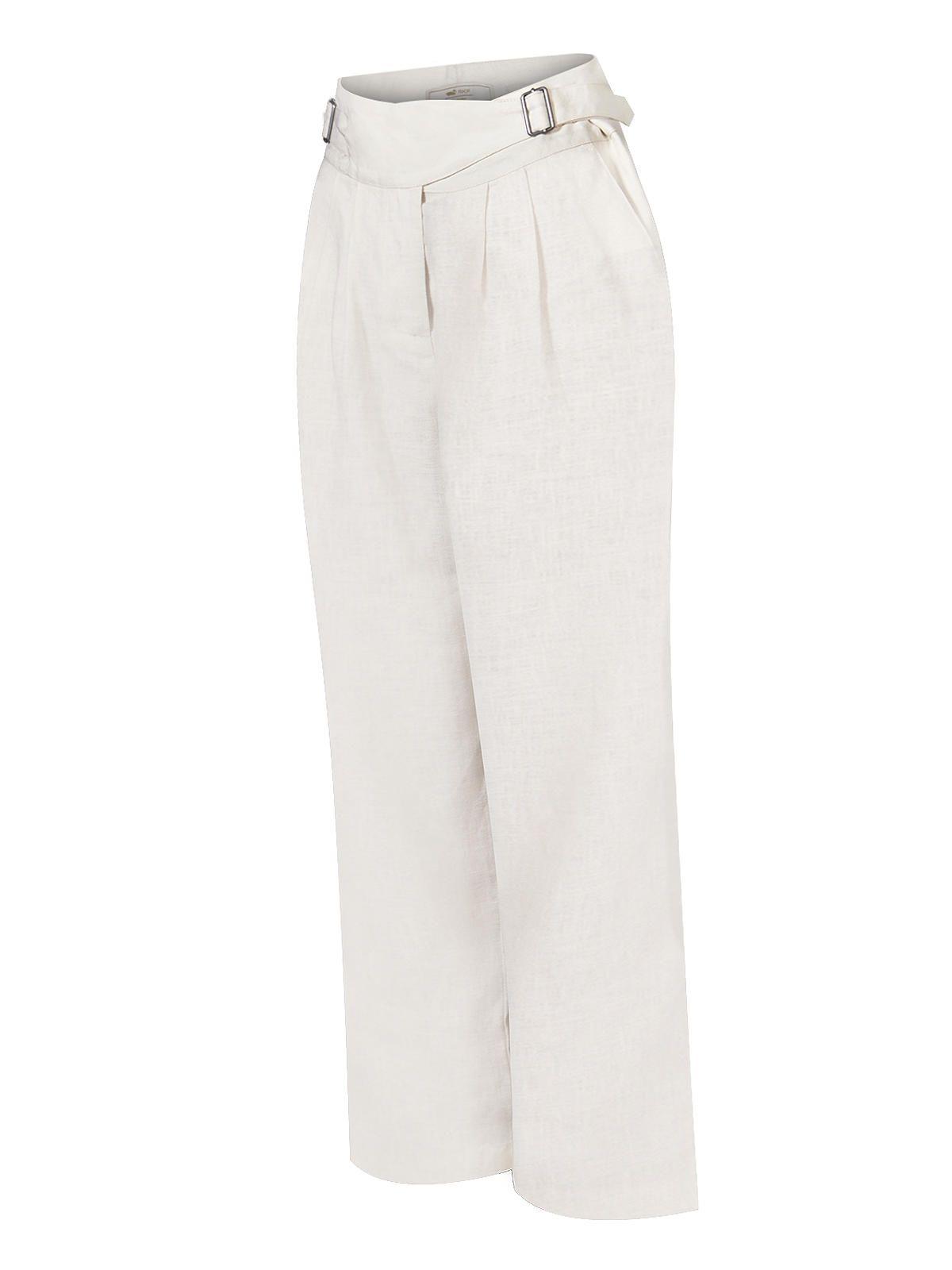 Pantalón Lino Orgánico Beige Ava Mujer -0