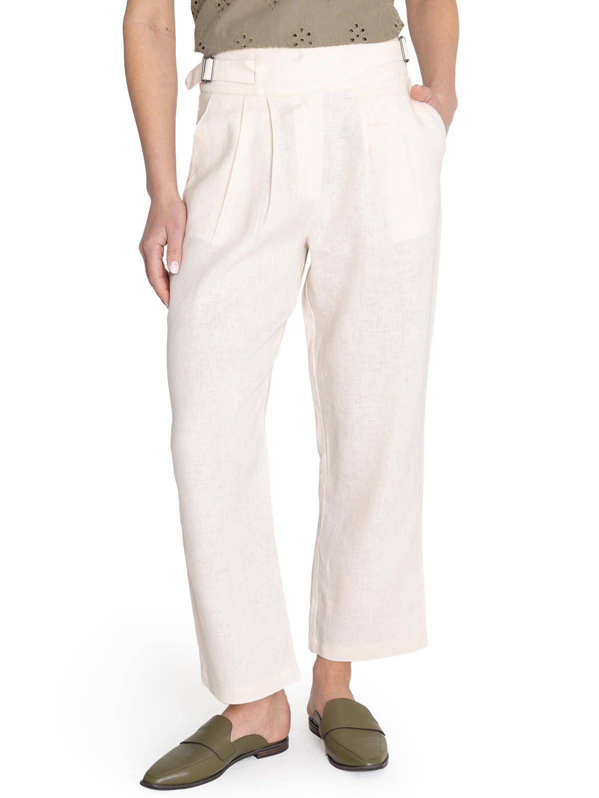 Pantalón Lino Orgánico Beige Ava Mujer -4