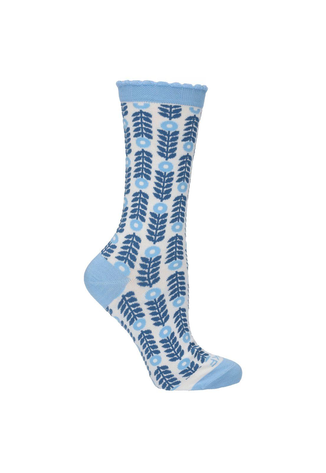 Calcetín Bambú Mujer Pack Flori Azul-2