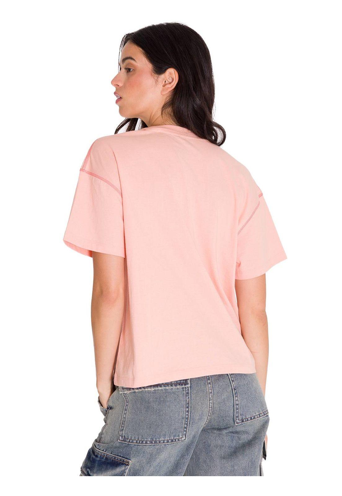 Polera Manga Corta Boxy Mujer Rosado-3