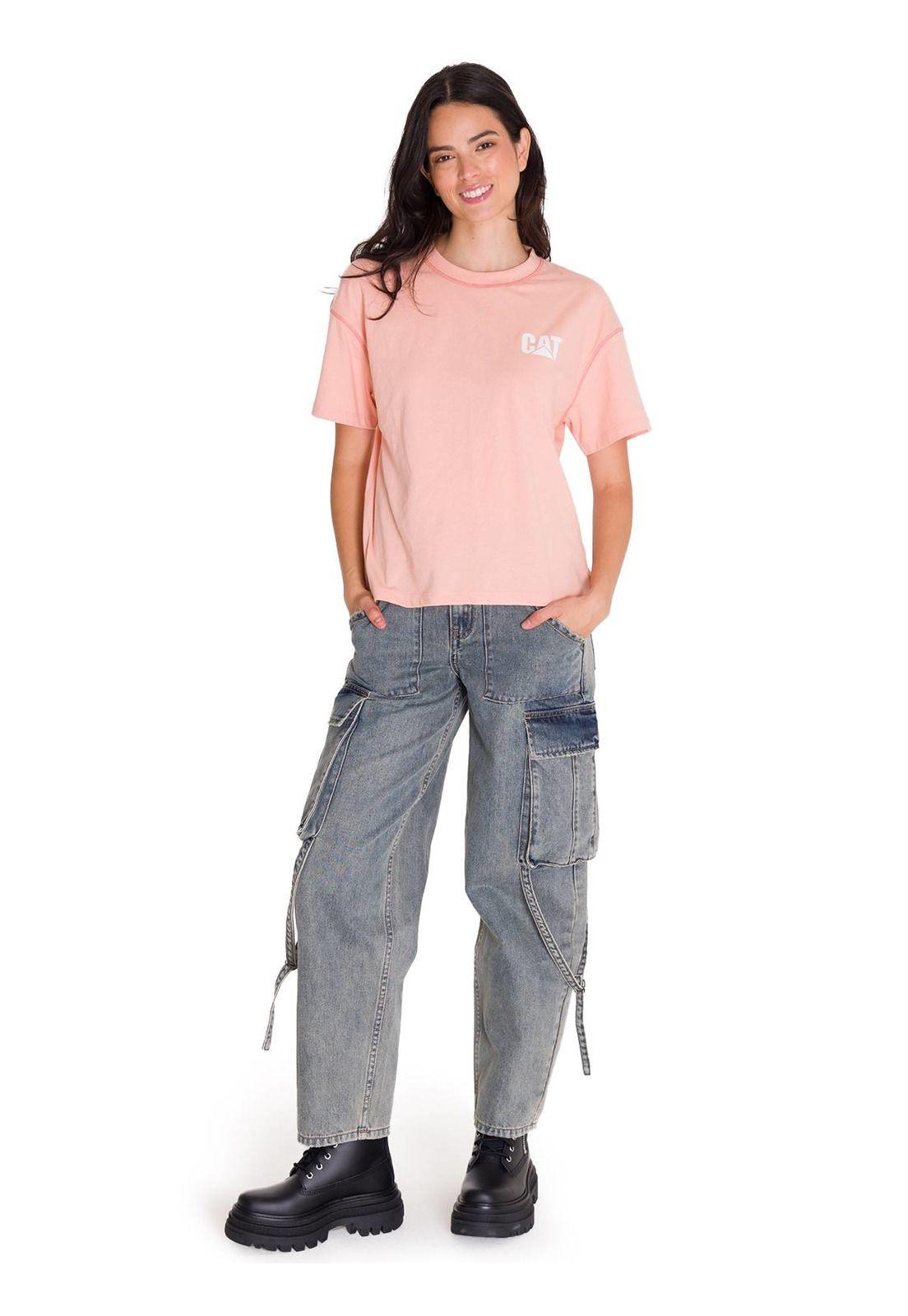 Polera Manga Corta Boxy Mujer Rosado-5