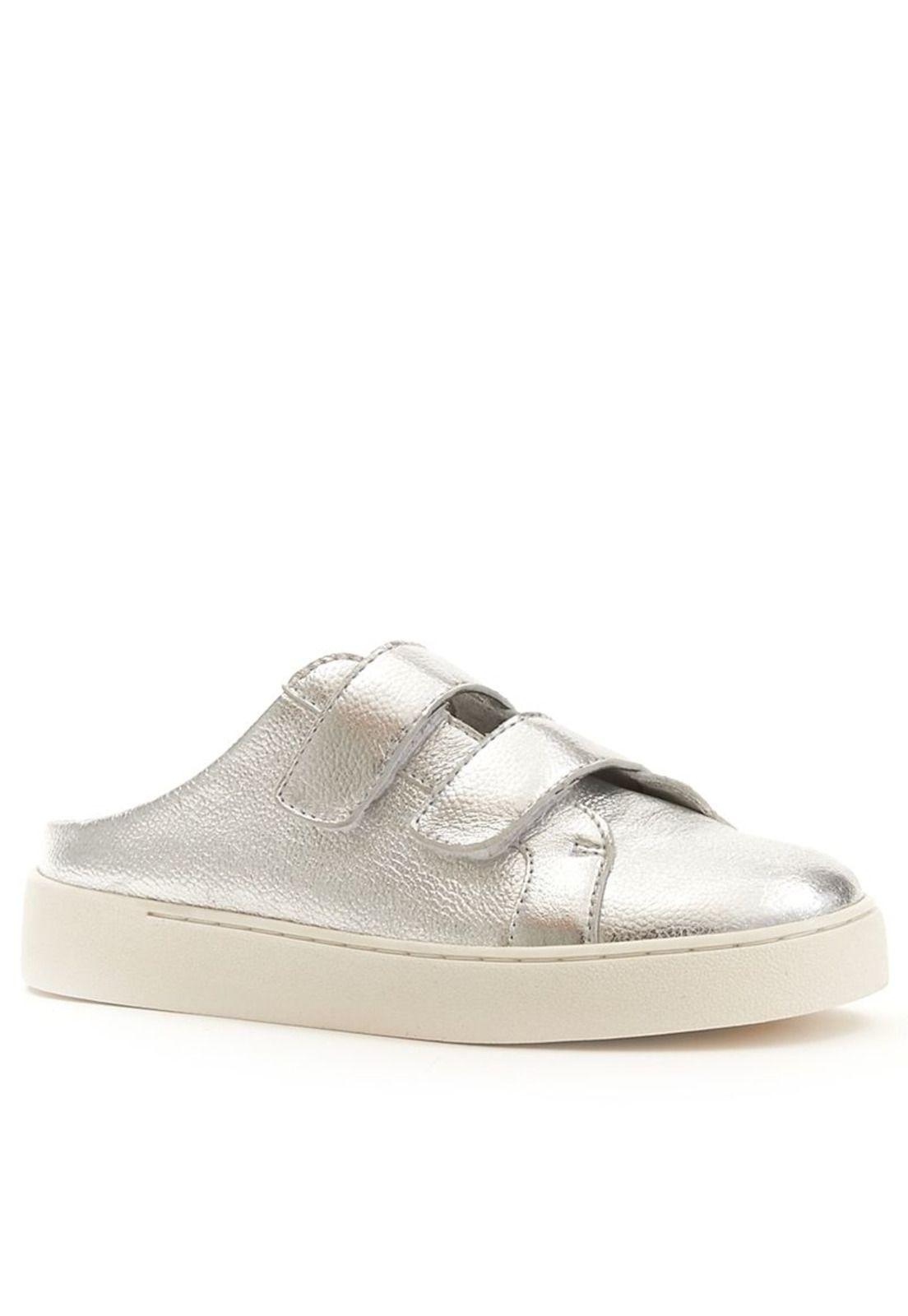 Zapatilla Cuero Poeton Plateado Mujer-0