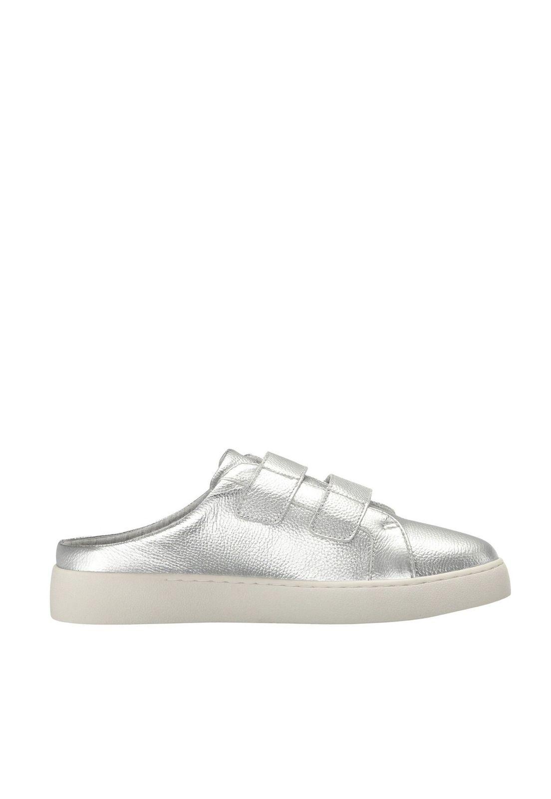 Zapatilla Cuero Poeton Plateado Mujer-1