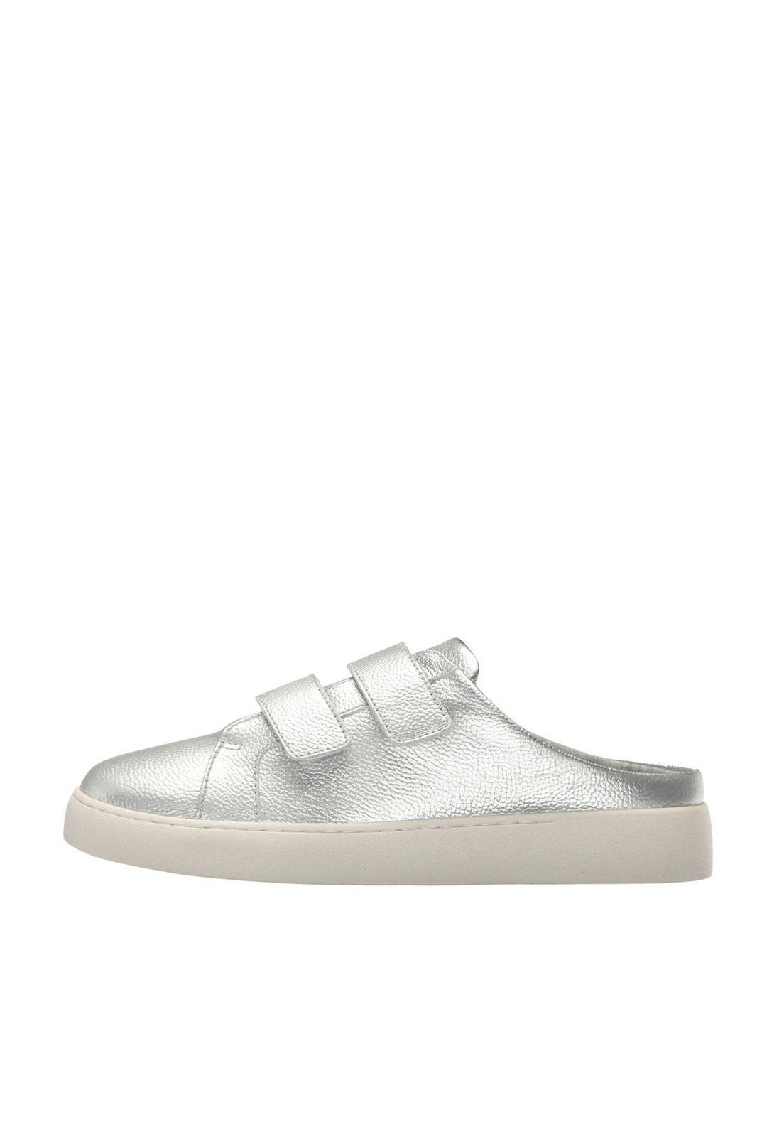 Zapatilla Cuero Poeton Plateado Mujer-2