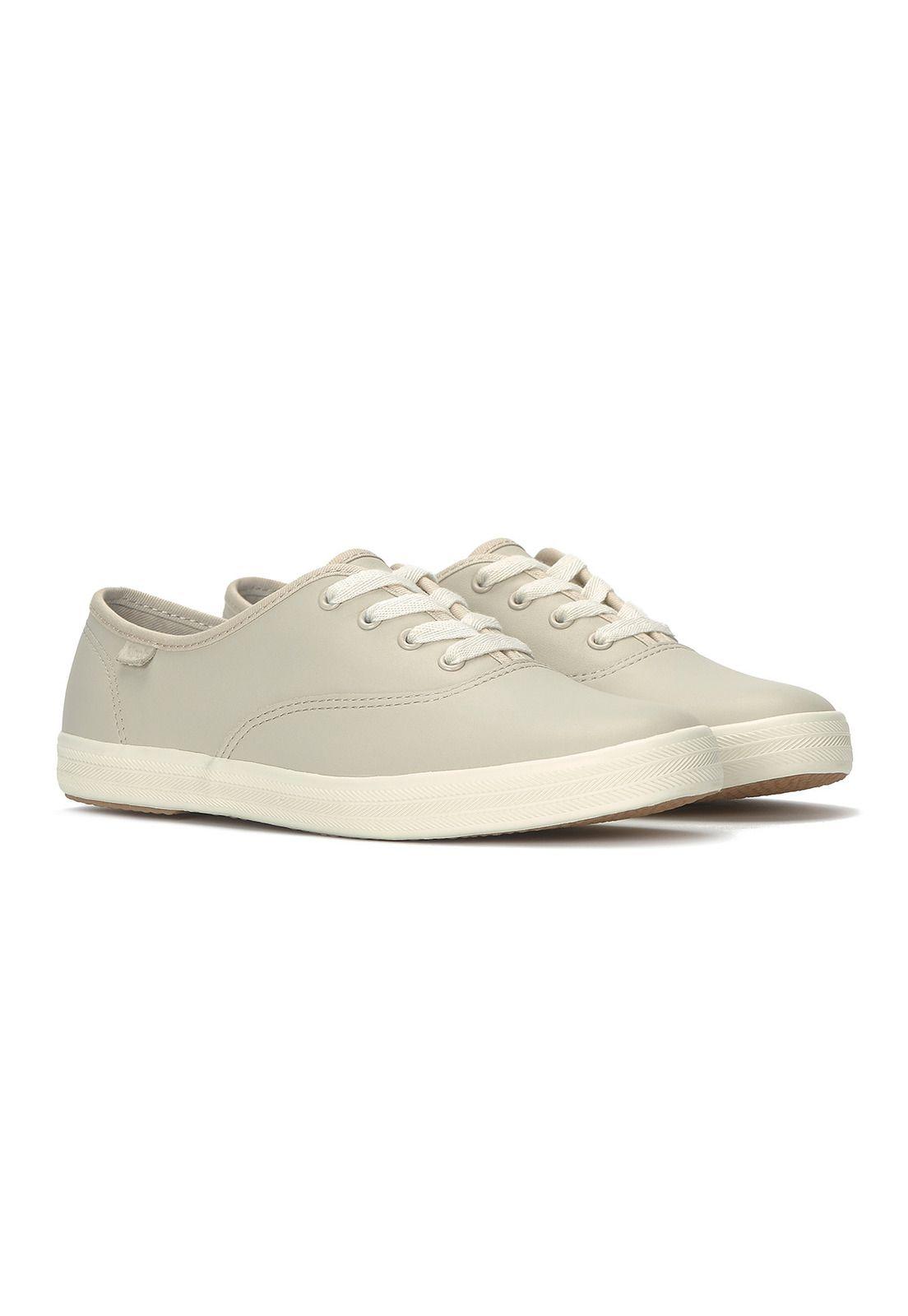 Zapatilla Cuero Mujer Champion Leather Crema-1