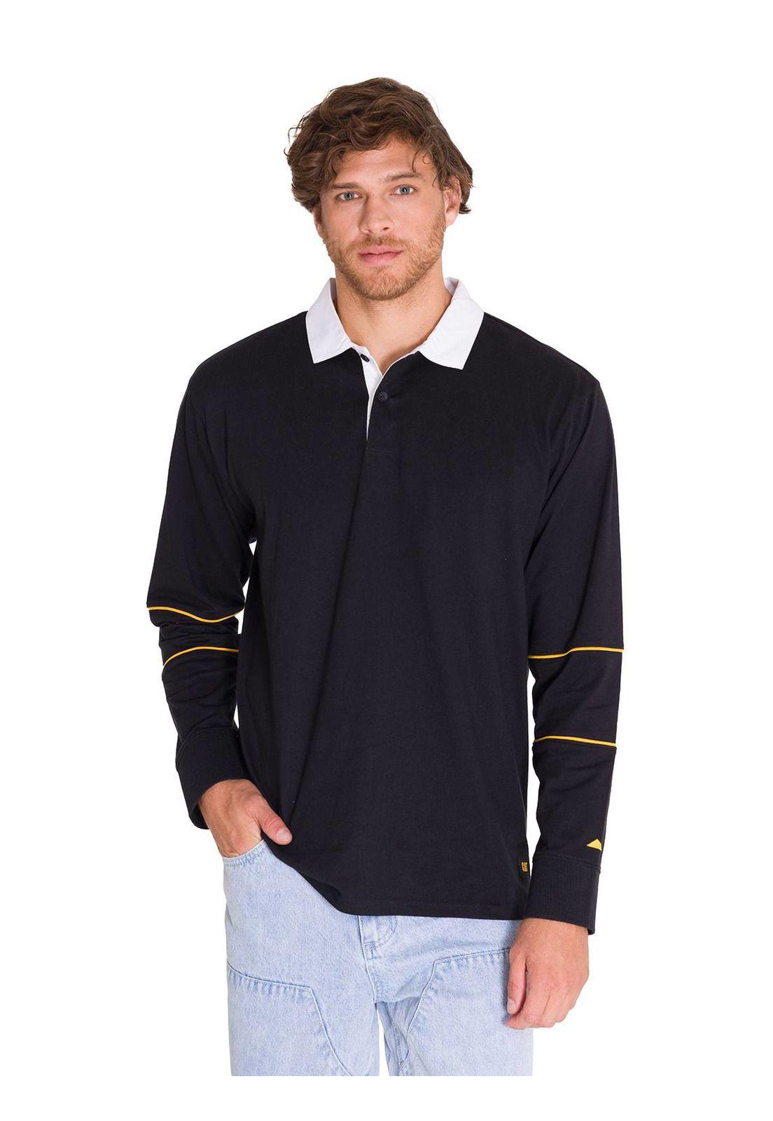 Polera Casual Lightweight Rugby Hombre Negra-0