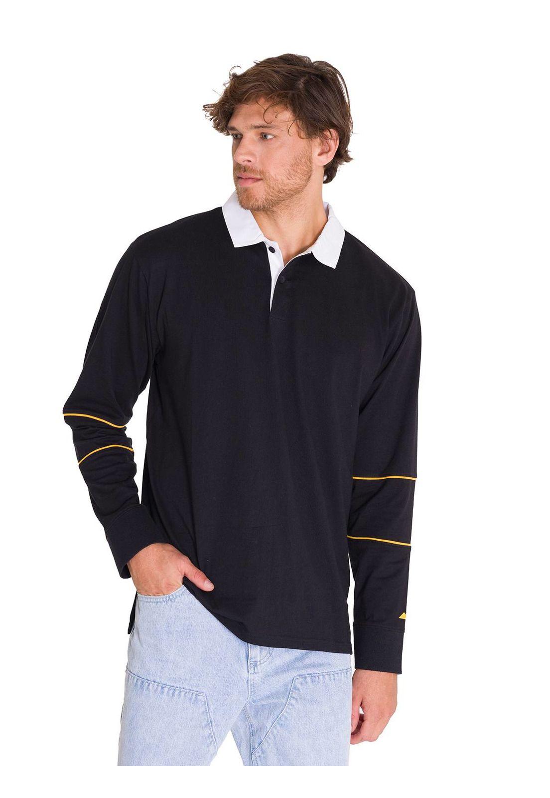 Polera Casual Lightweight Rugby Hombre Negra-1