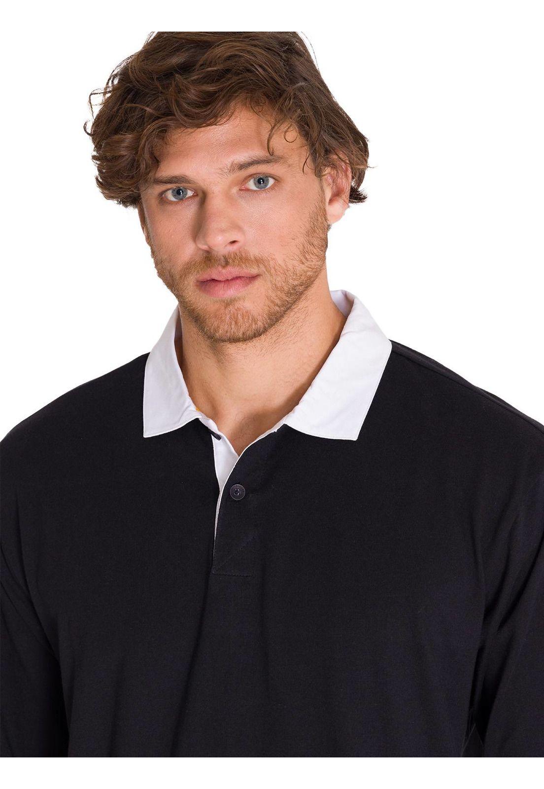 Polera Casual Lightweight Rugby Hombre Negra-4