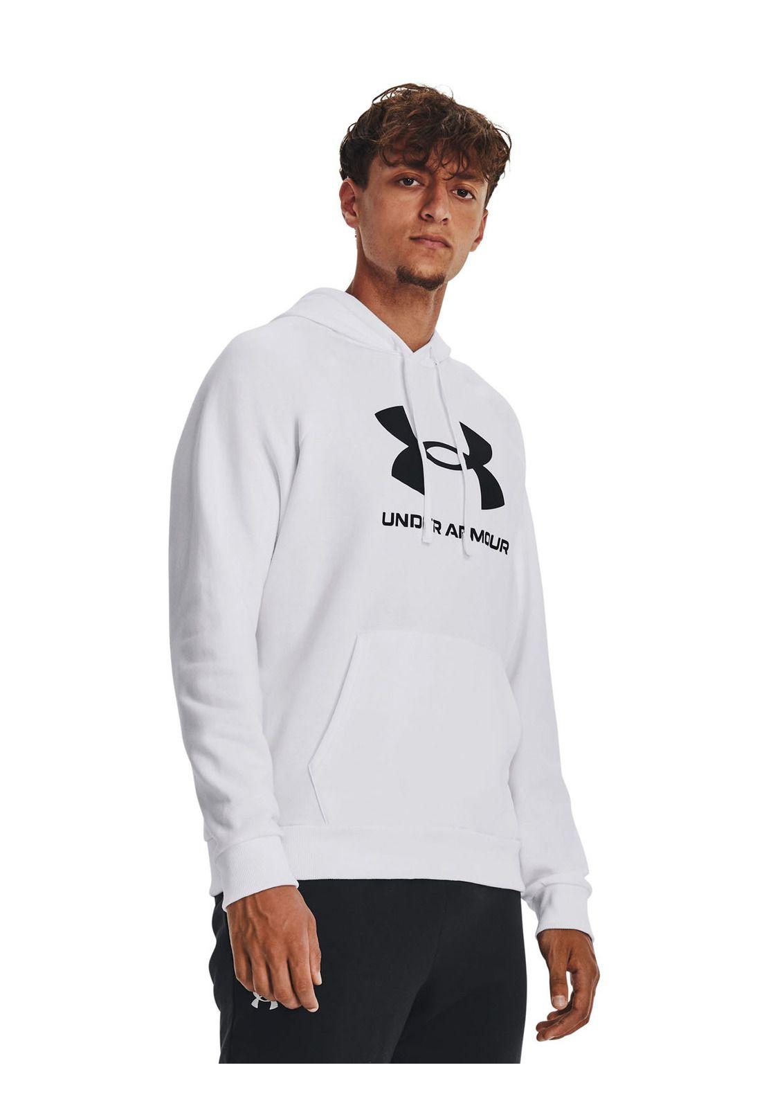 Polerón UA Rival Fleece para hombre Blanco-3