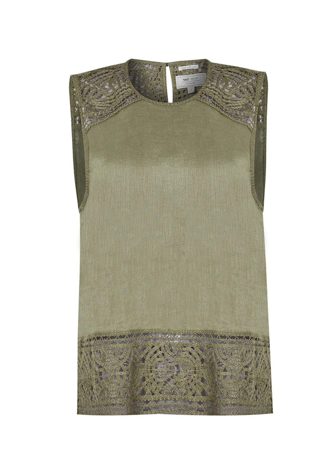 Blusa Lino Orgánico Verde Mele Mujer -0